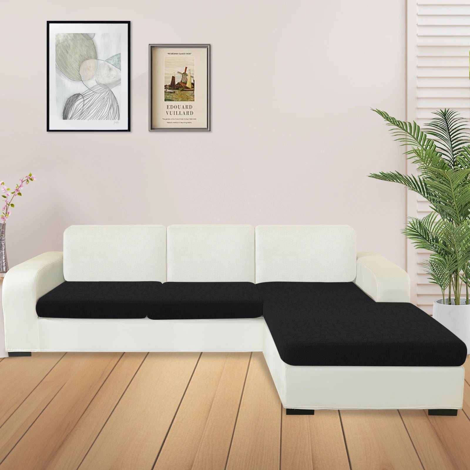 Cubierta de cojín para sofá de asiento en forma de L + 2 de YSTYLE - Ajuste elástico, Antideslizante, Diseño geométrico, Uso universal, Lavable
