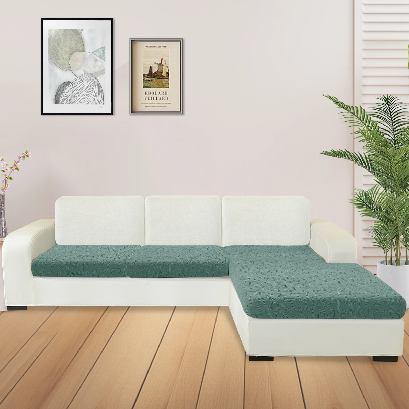 Cubierta de cojín para sofá de asiento en forma de L + 2 de YSTYLE - Ajuste elástico, Antideslizante, Diseño geométrico, Uso universal, Lavable