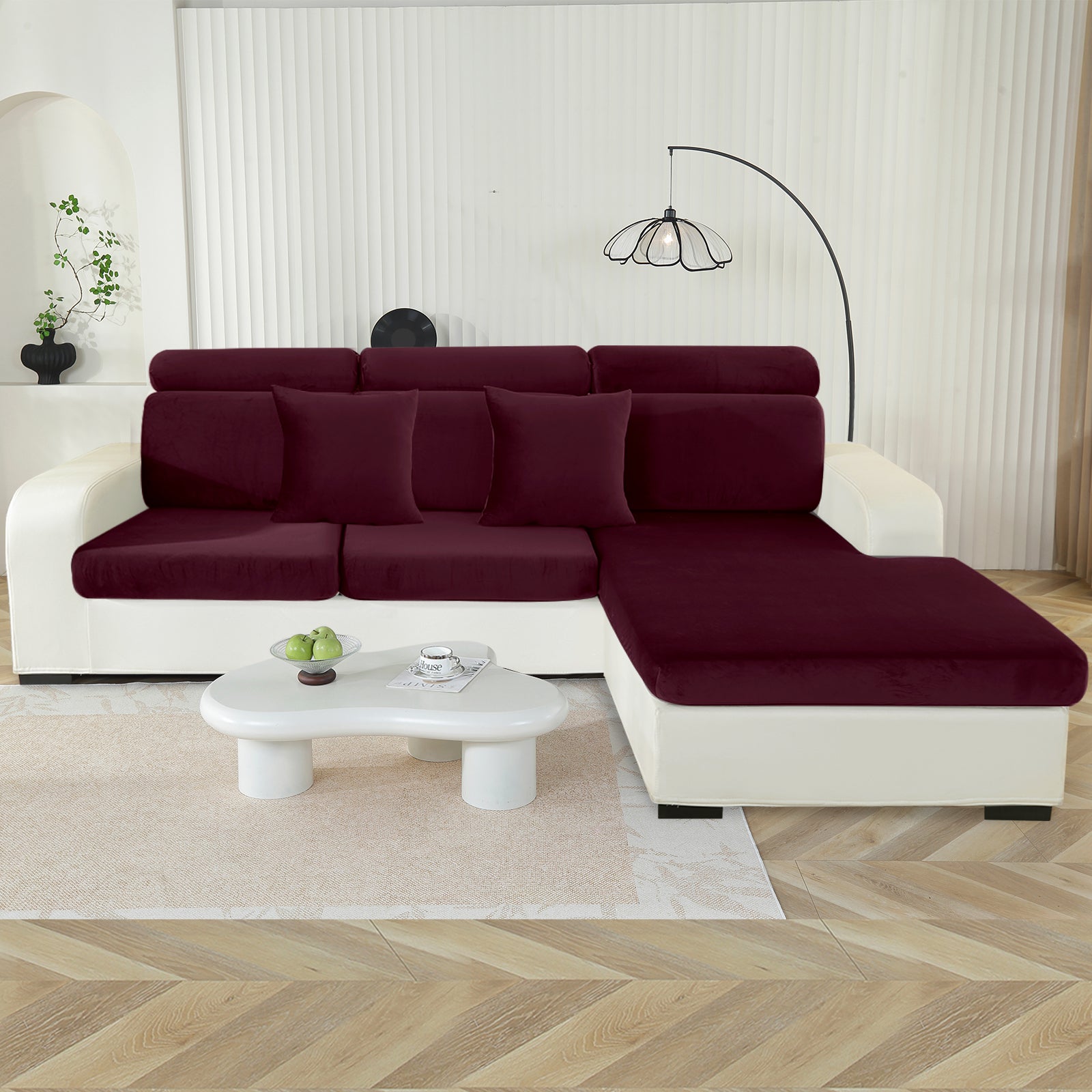 YSTYLE Chaiselongue Samt Stretch Sofa Sitzbezug Rutschfest