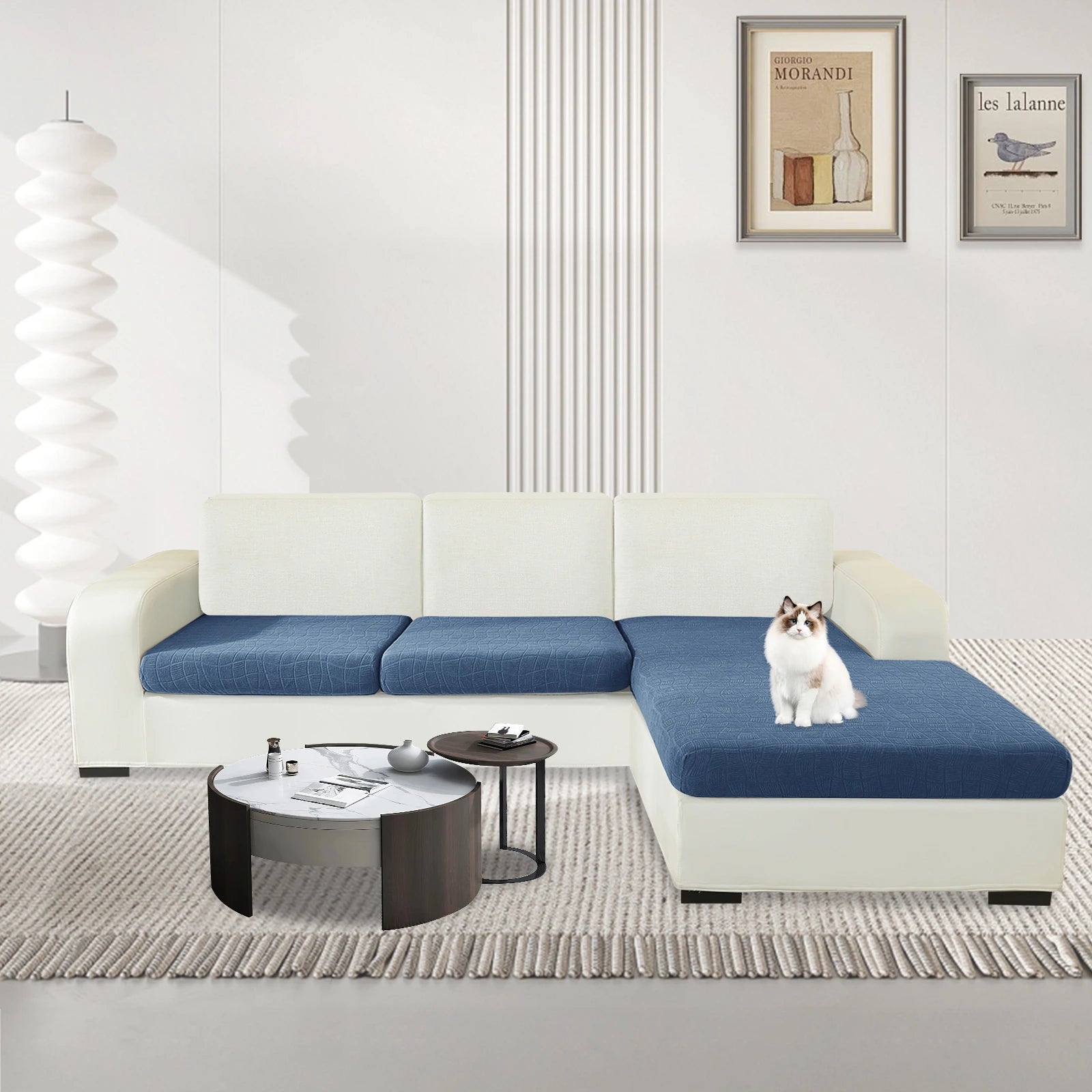YSyle L-Tipo y 2 Lugares Cubierta de Almohada Impermeable - Ajuste elástico, Antideslizante, Elástica, Lavable, Uso Universal-Onda