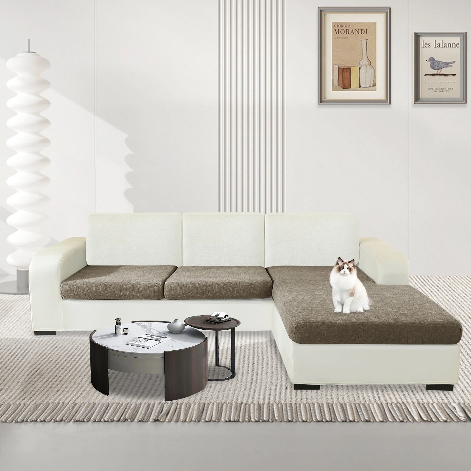YSyle L-Tipo y 2 Lugares Cubierta de Almohada Impermeable - Ajuste elástico, Antideslizante, Elástica, Lavable, Uso Universal-Onda