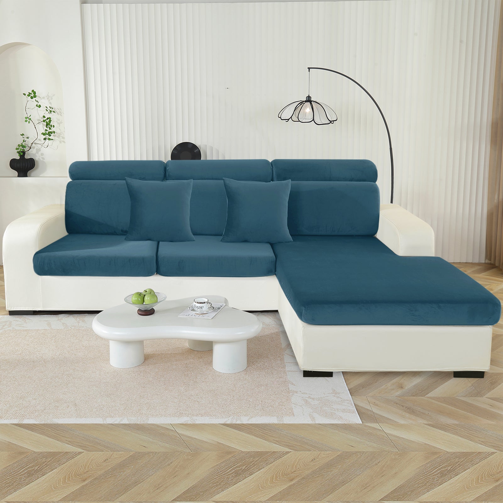 YSTYLE Chaiselongue Samt Stretch Sofa Sitzbezug Rutschfest