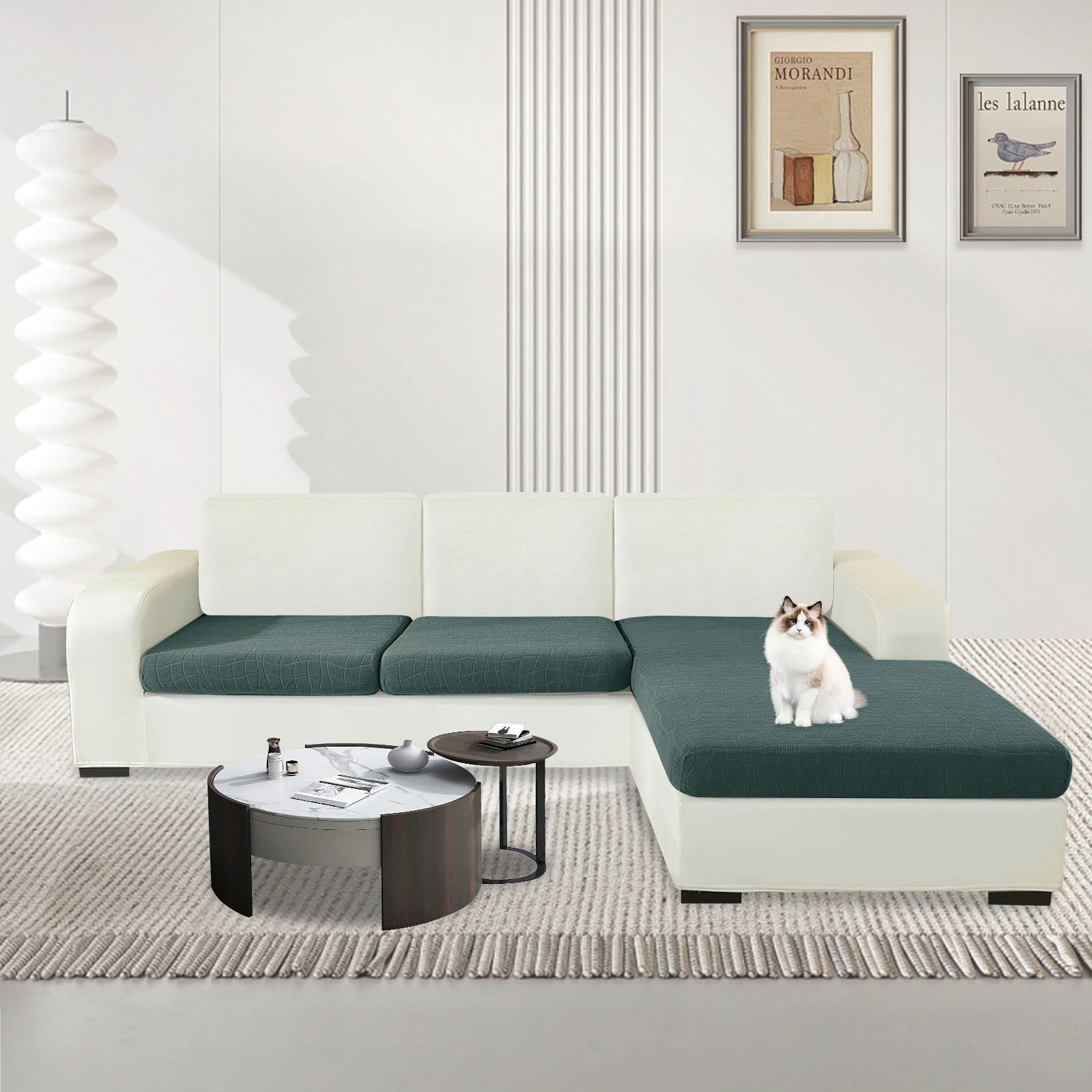 YSyle L-Tipo y 2 Lugares Cubierta de Almohada Impermeable - Ajuste elástico, Antideslizante, Elástica, Lavable, Uso Universal-Onda