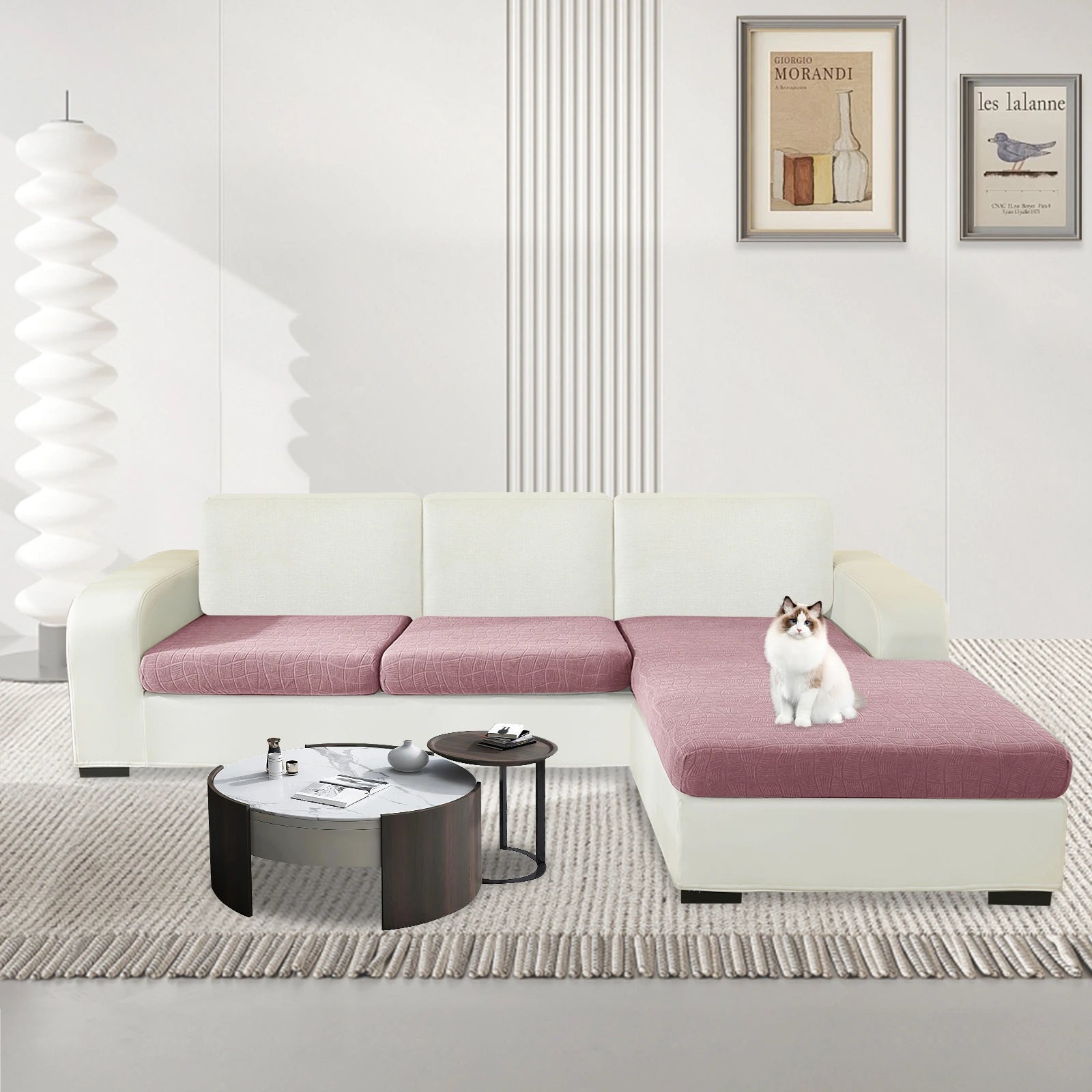 YSyle L-Tipo y 2 Lugares Cubierta de Almohada Impermeable - Ajuste elástico, Antideslizante, Elástica, Lavable, Uso Universal-Onda