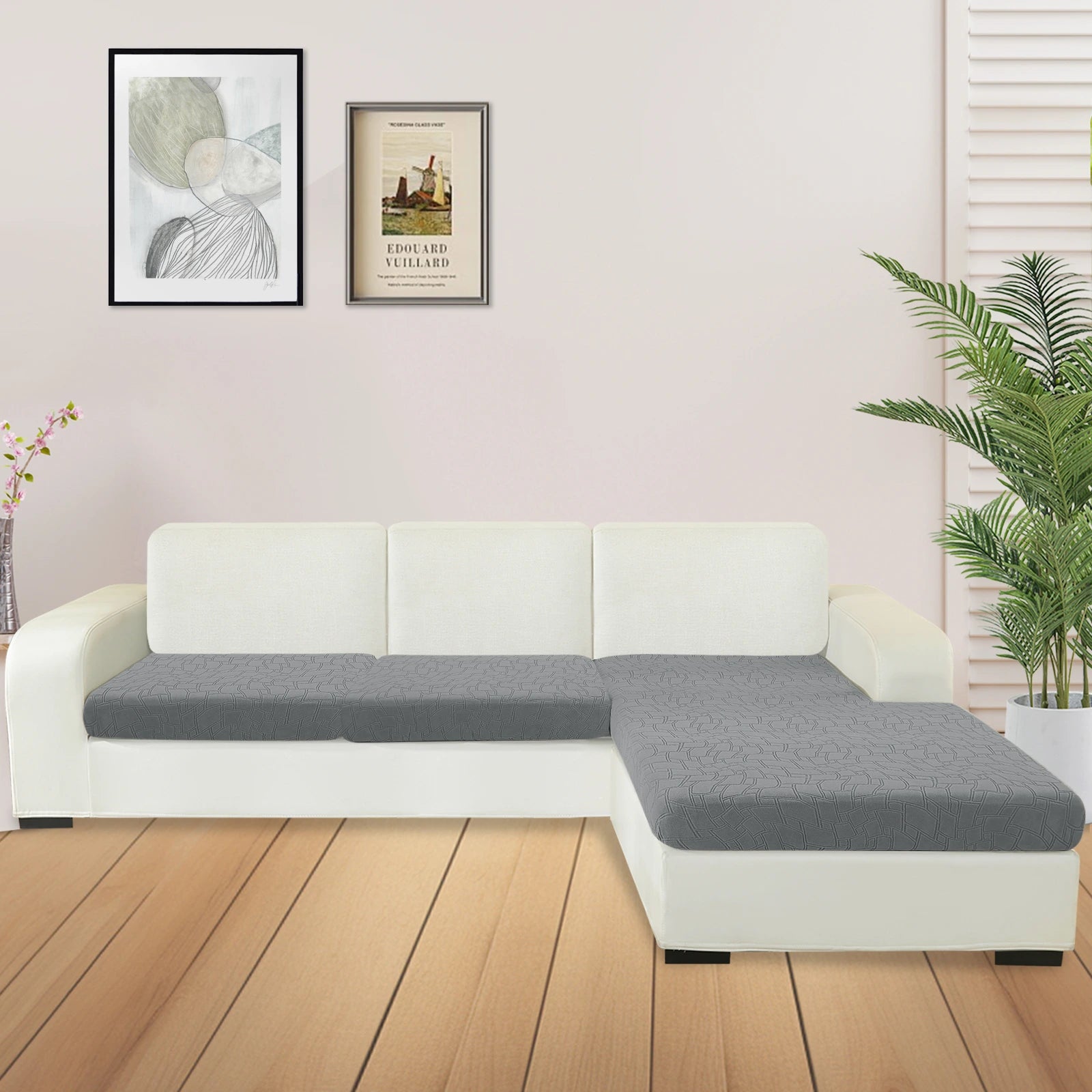 Cubierta de cojín para sofá de asiento en forma de L + 2 de YSTYLE - Ajuste elástico, Antideslizante, Diseño geométrico, Uso universal, Lavable
