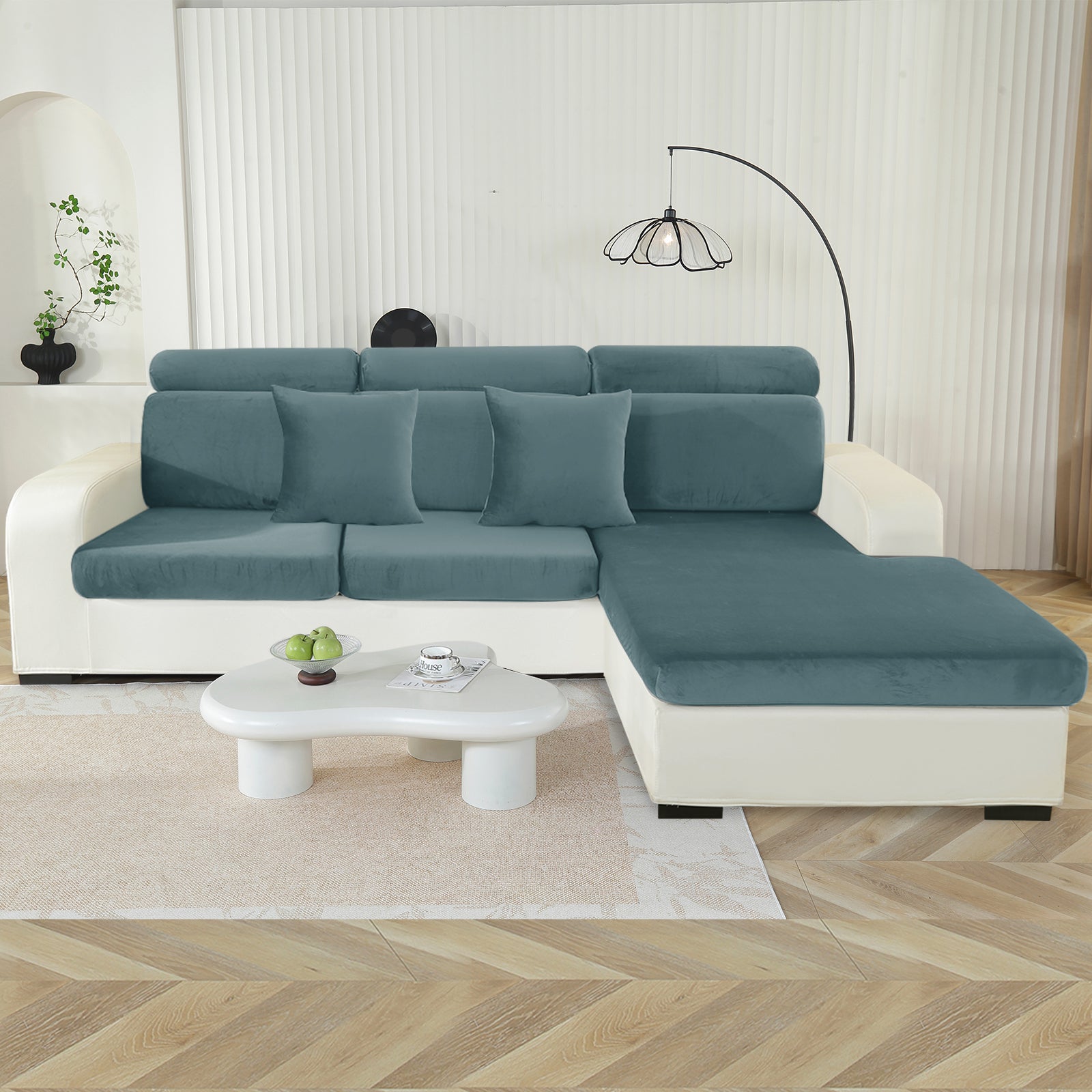 YSTYLE Chaiselongue Samt Stretch Sofa Sitzbezug Rutschfest