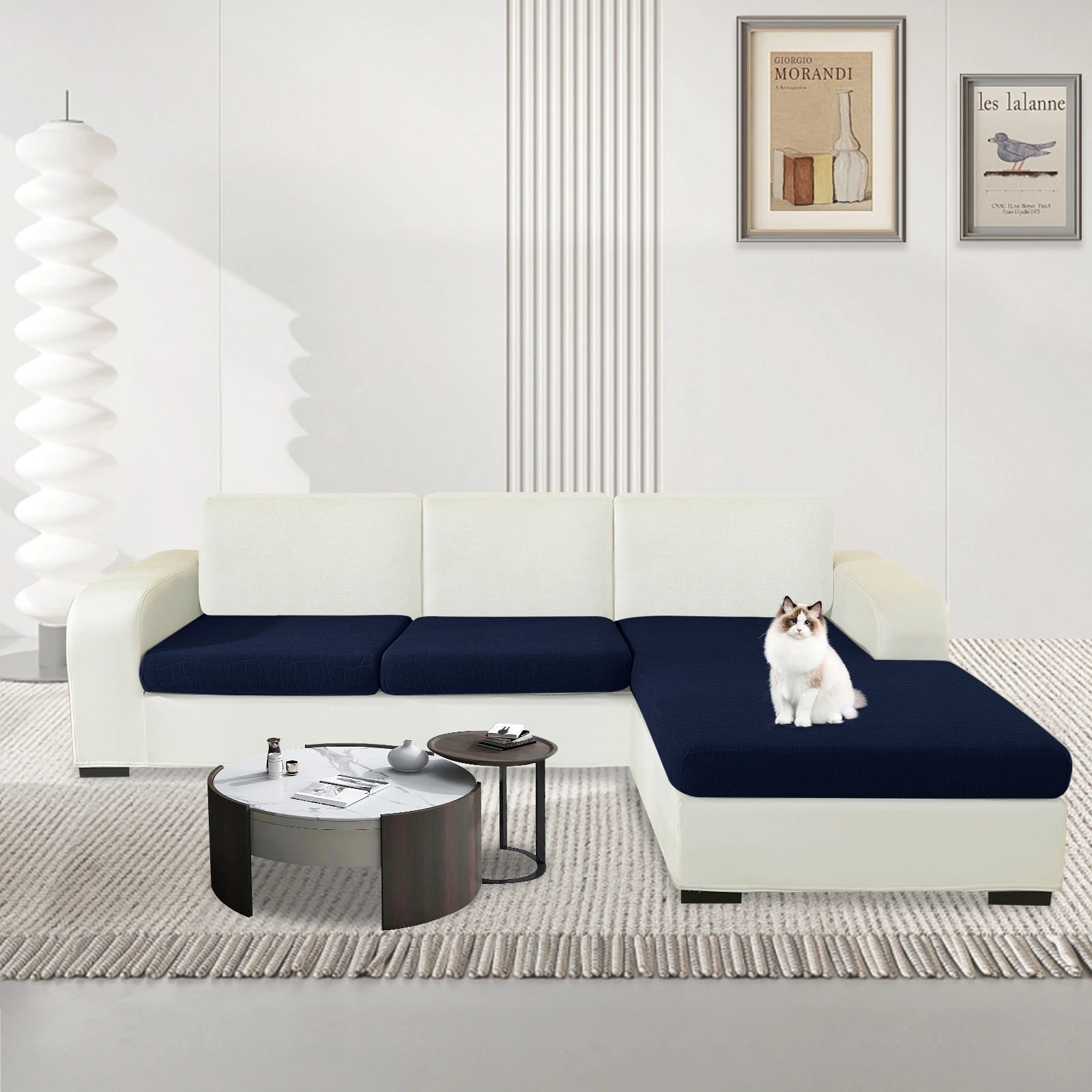 YSyle L-Tipo y 2 Lugares Cubierta de Almohada Impermeable - Ajuste elástico, Antideslizante, Elástica, Lavable, Uso Universal-Onda