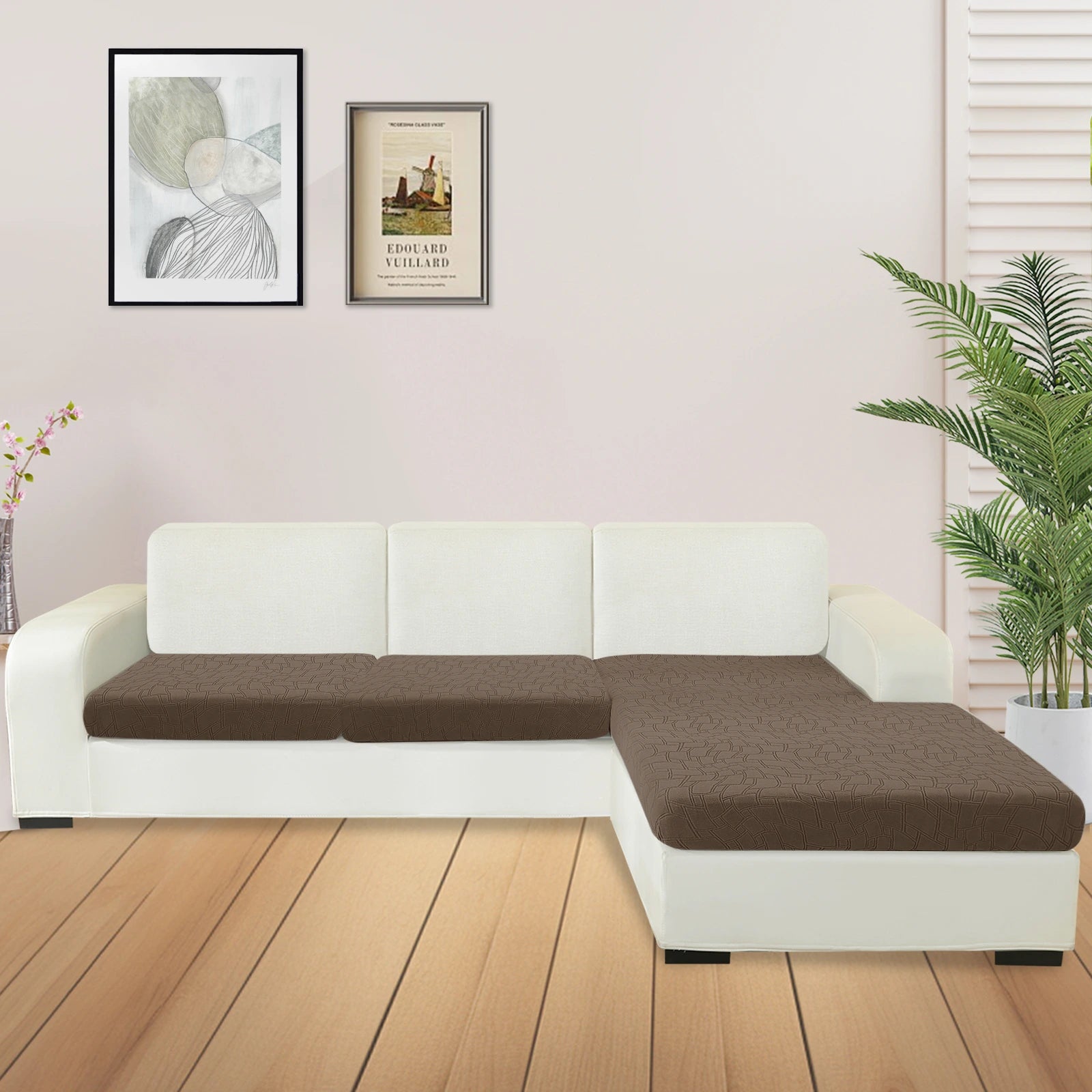 Cubierta de cojín para sofá de asiento en forma de L + 2 de YSTYLE - Ajuste elástico, Antideslizante, Diseño geométrico, Uso universal, Lavable
