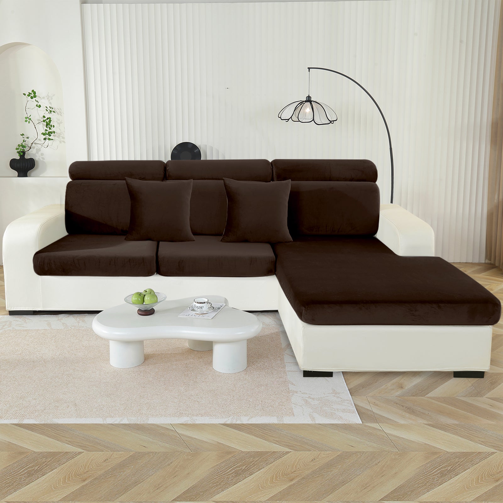 YSTYLE Chaiselongue Samt Stretch Sofa Sitzbezug Rutschfest