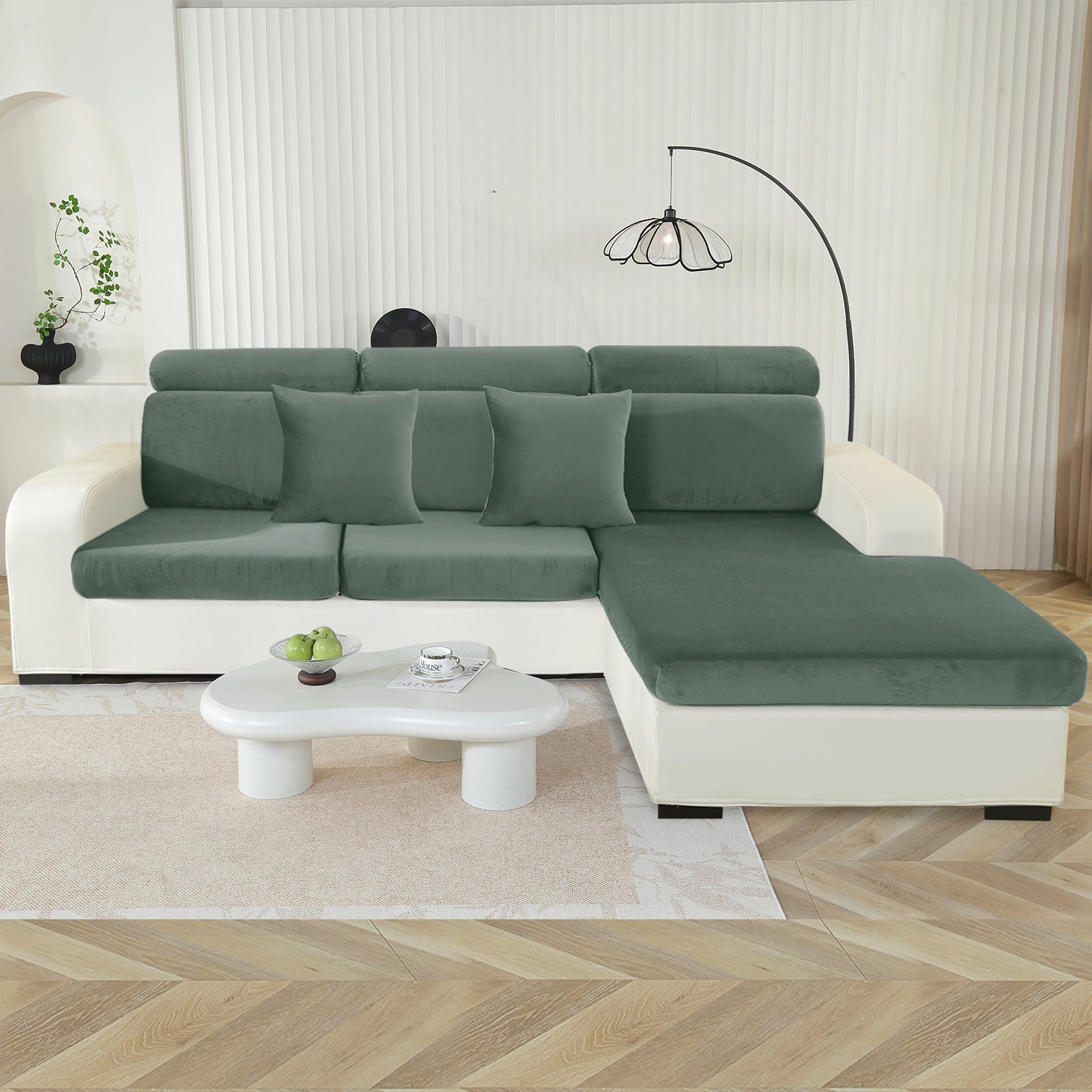 YSTYLE Chaiselongue Samt Stretch Sofa Sitzbezug Rutschfest
