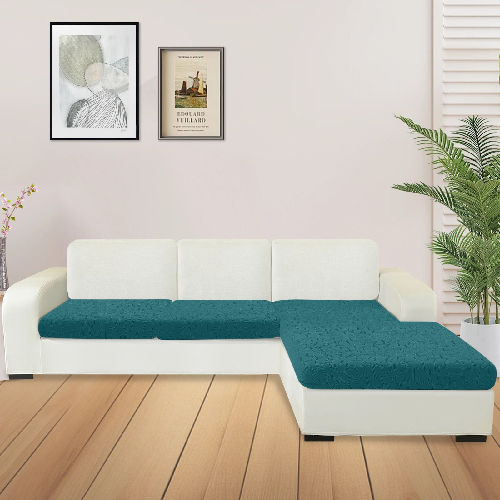 Cubierta de cojín para sofá de asiento en forma de L + 2 de YSTYLE - Ajuste elástico, Antideslizante, Diseño geométrico, Uso universal, Lavable