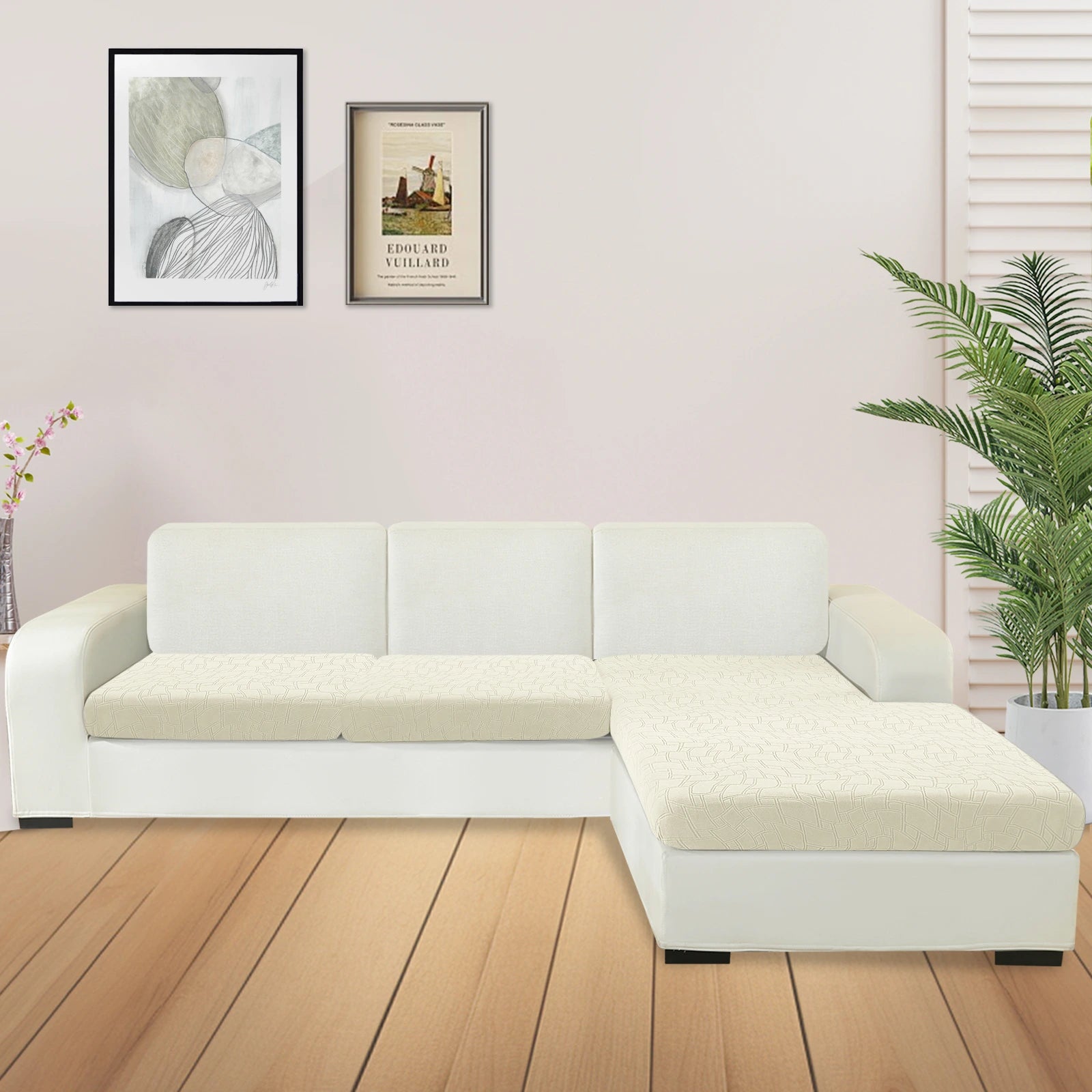 Cubierta de cojín para sofá de asiento en forma de L + 2 de YSTYLE - Ajuste elástico, Antideslizante, Diseño geométrico, Uso universal, Lavable
