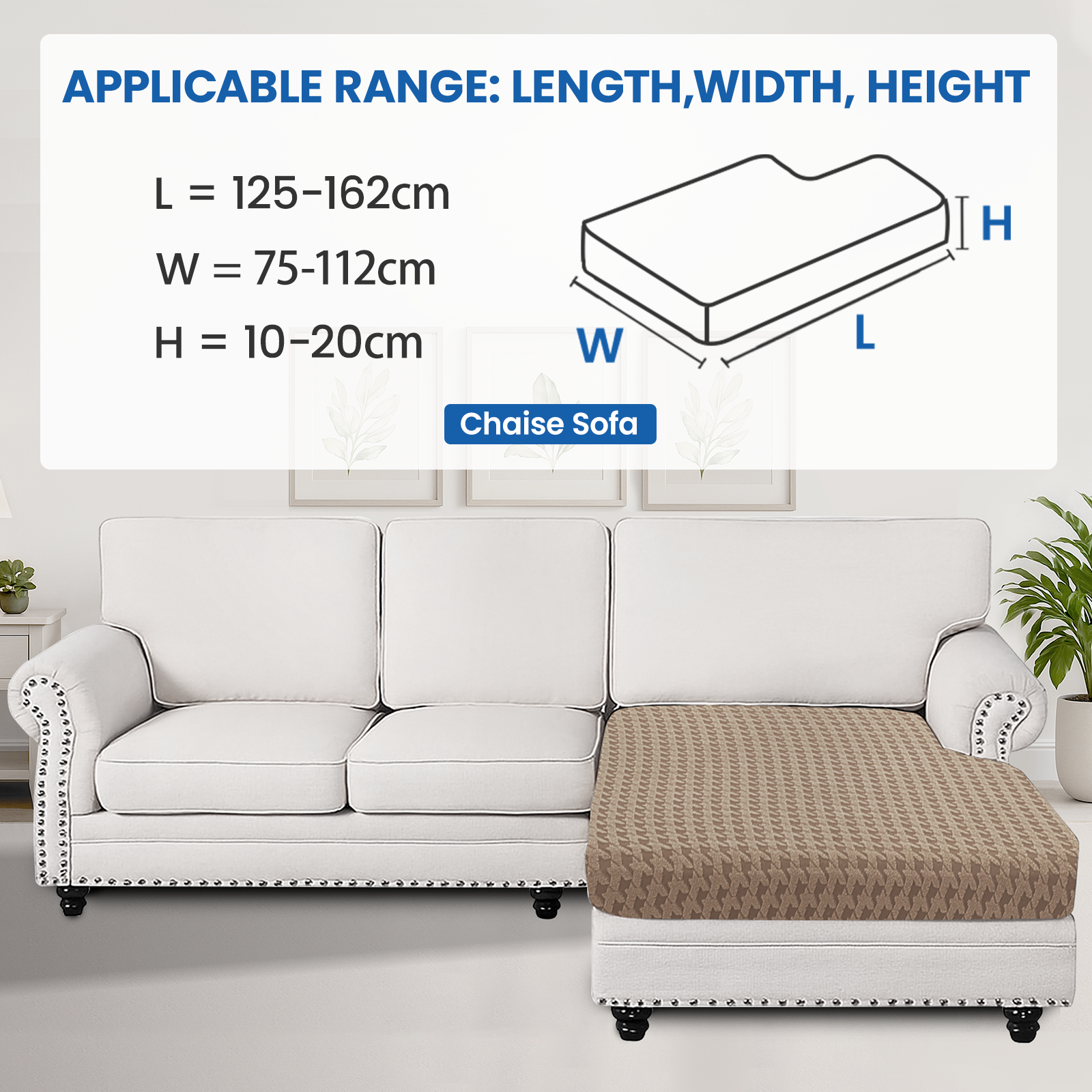 Ystyle Chaise Lounge Elastic Sofa Cushion Cover, Universal Stretch Slipcover, Non-Slip & Easy-Care Seat Protector