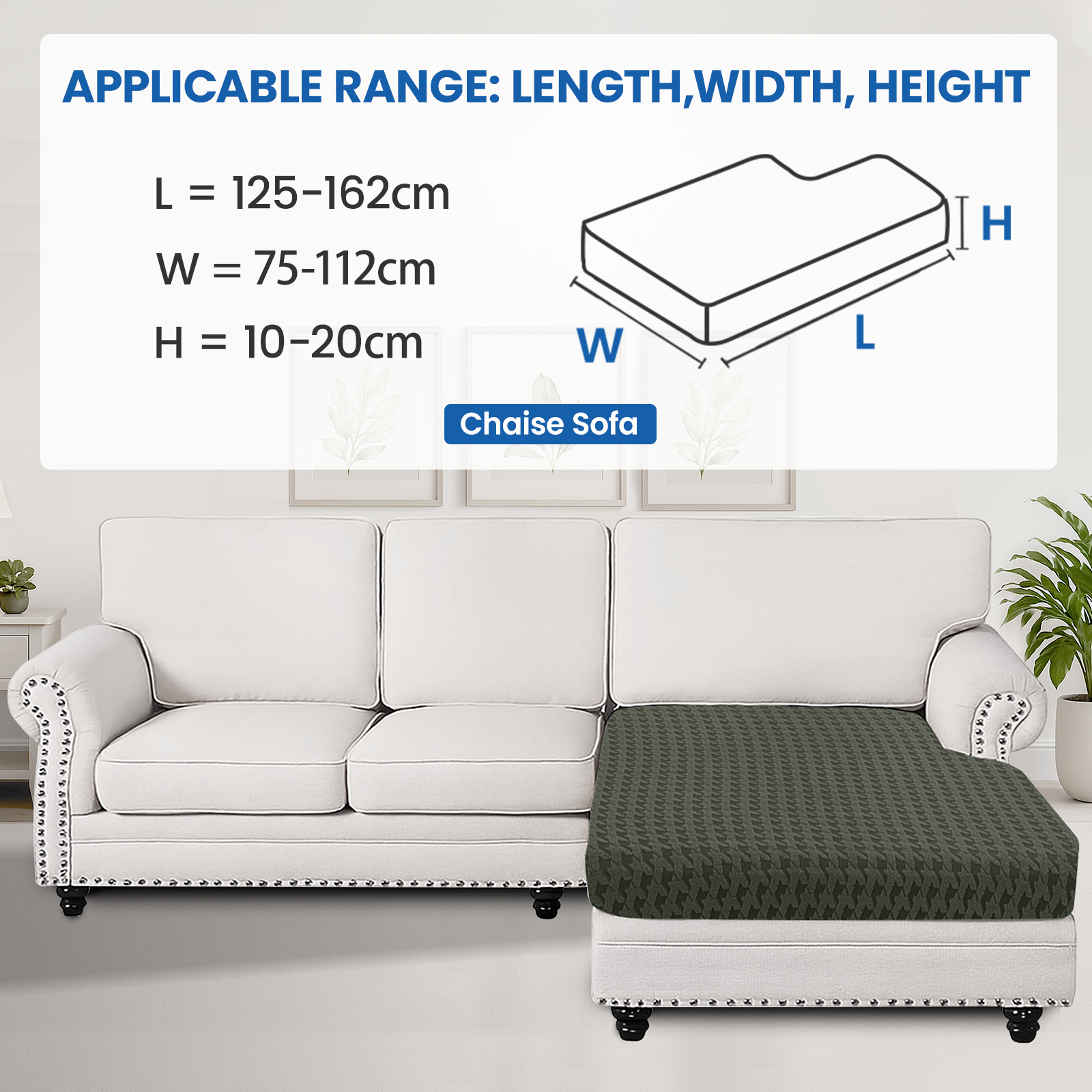 Ystyle Chaise Lounge Elastic Sofa Cushion Cover, Universal Stretch Slipcover, Non-Slip & Easy-Care Seat Protector