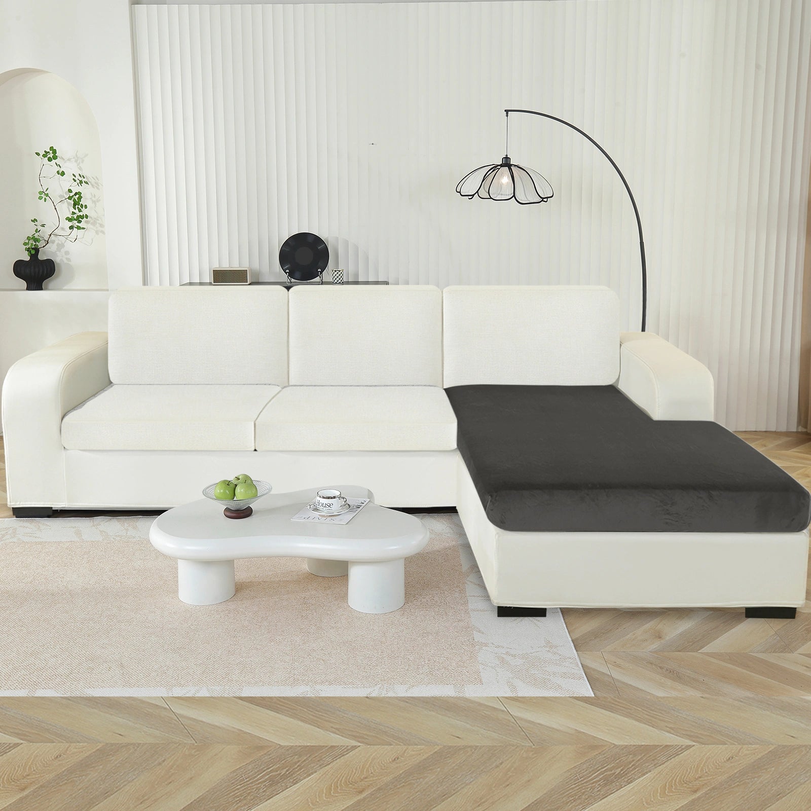 YSTYLE Chaise Velvet Stretch Sofa Seat Cover Anti Slip-YSTYLE