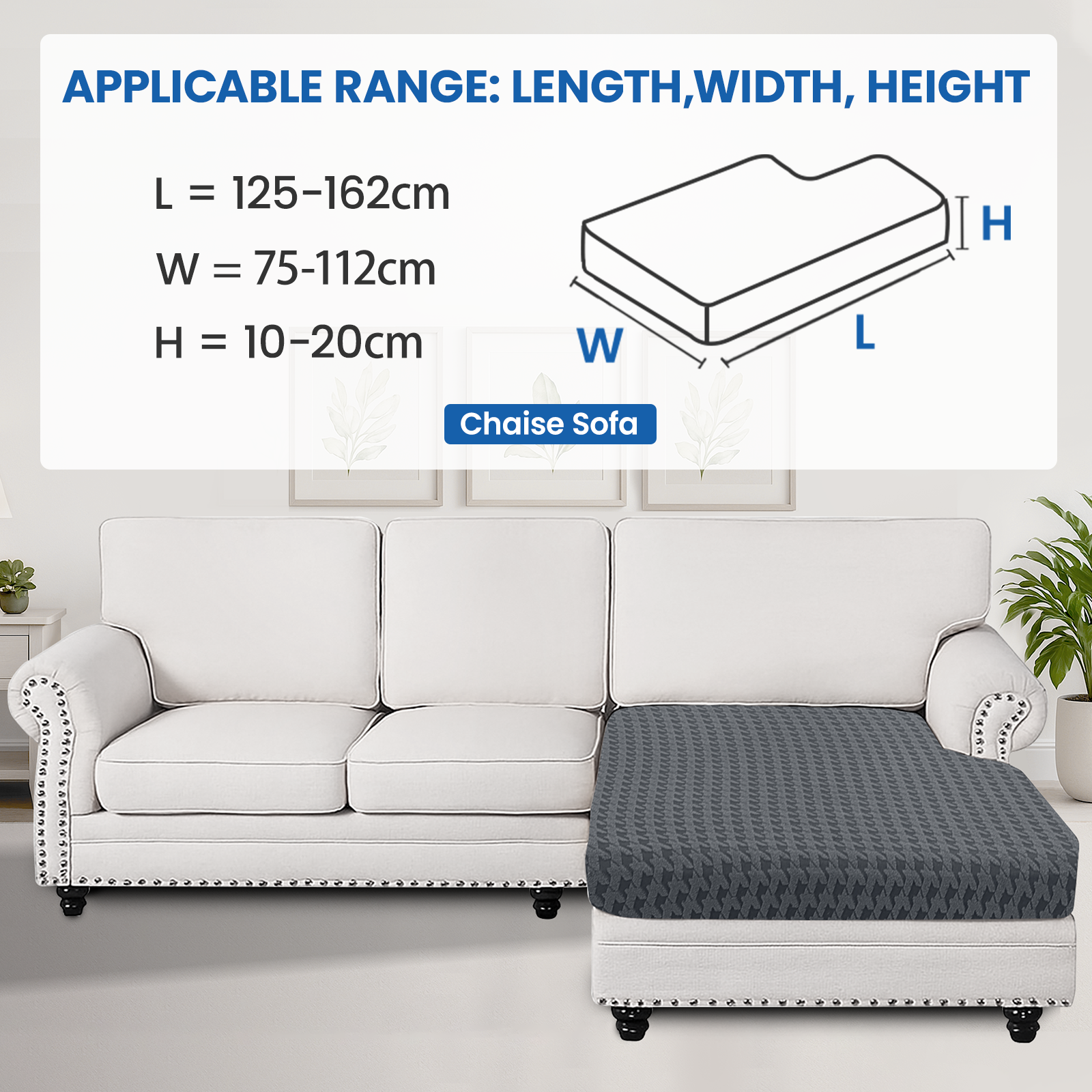 Ystyle Chaise Lounge Elastic Sofa Cushion Cover, Universal Stretch Slipcover, Non-Slip & Easy-Care Seat Protector