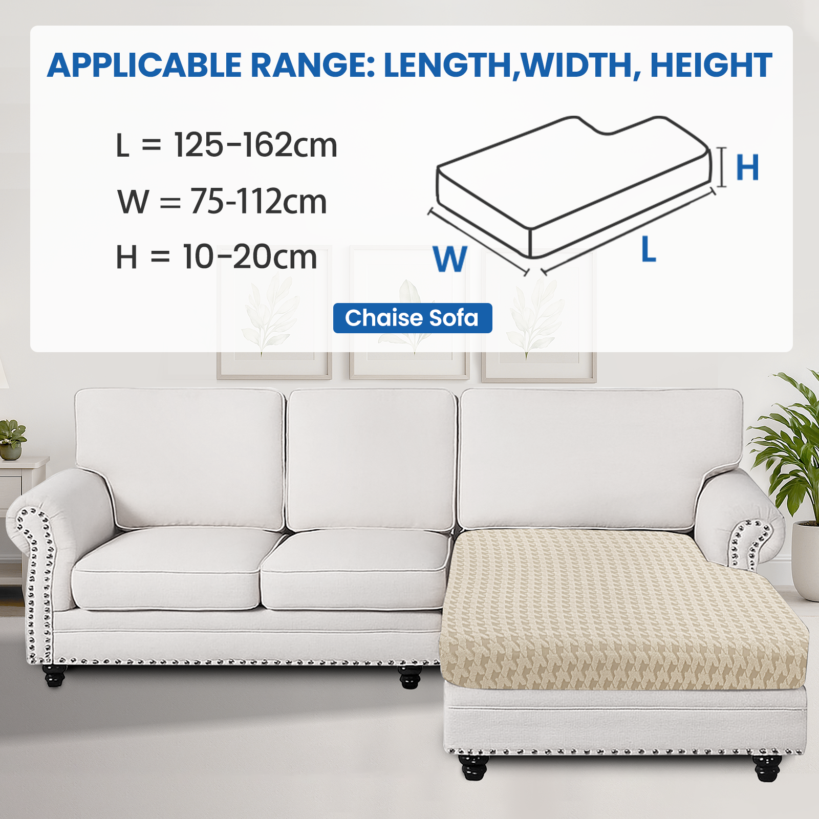 Ystyle Chaise Lounge Elastic Sofa Cushion Cover, Universal Stretch Slipcover, Non-Slip & Easy-Care Seat Protector