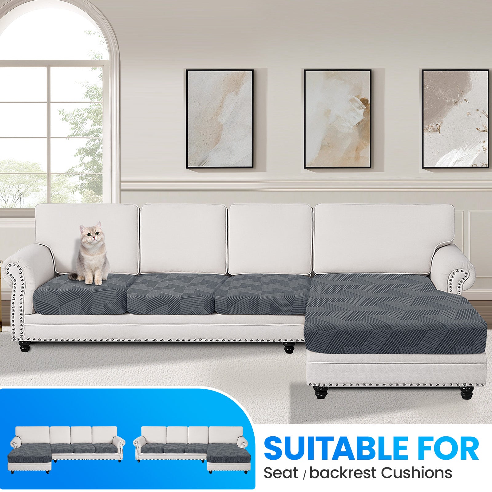 Ystyle Universal 3-Seater L-Shaped Sofa Stretch Sofa Cushion Cover-YSTYLE