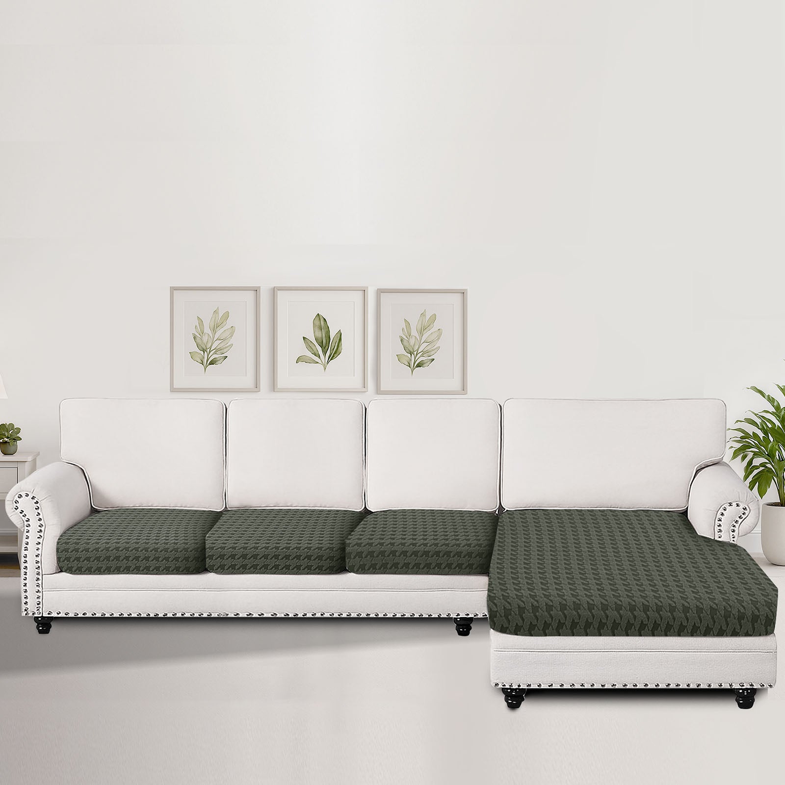 Ystyle Stretch Sofa Seat Cover New Pattern (3 x 1-Seat + Chaise Lounge)-YSTYLE