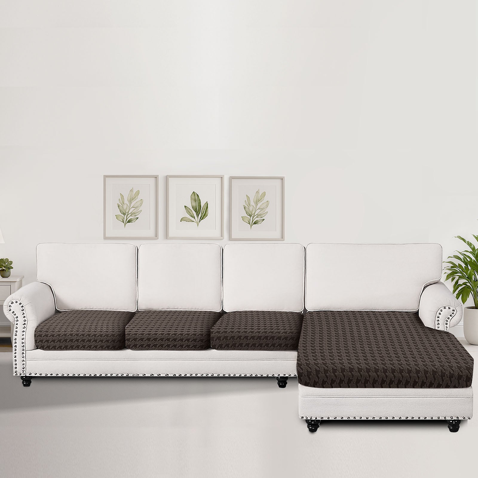 Ystyle Stretch Sofa Seat Cover New Pattern (3 x 1-Seat + Chaise Lounge)-YSTYLE