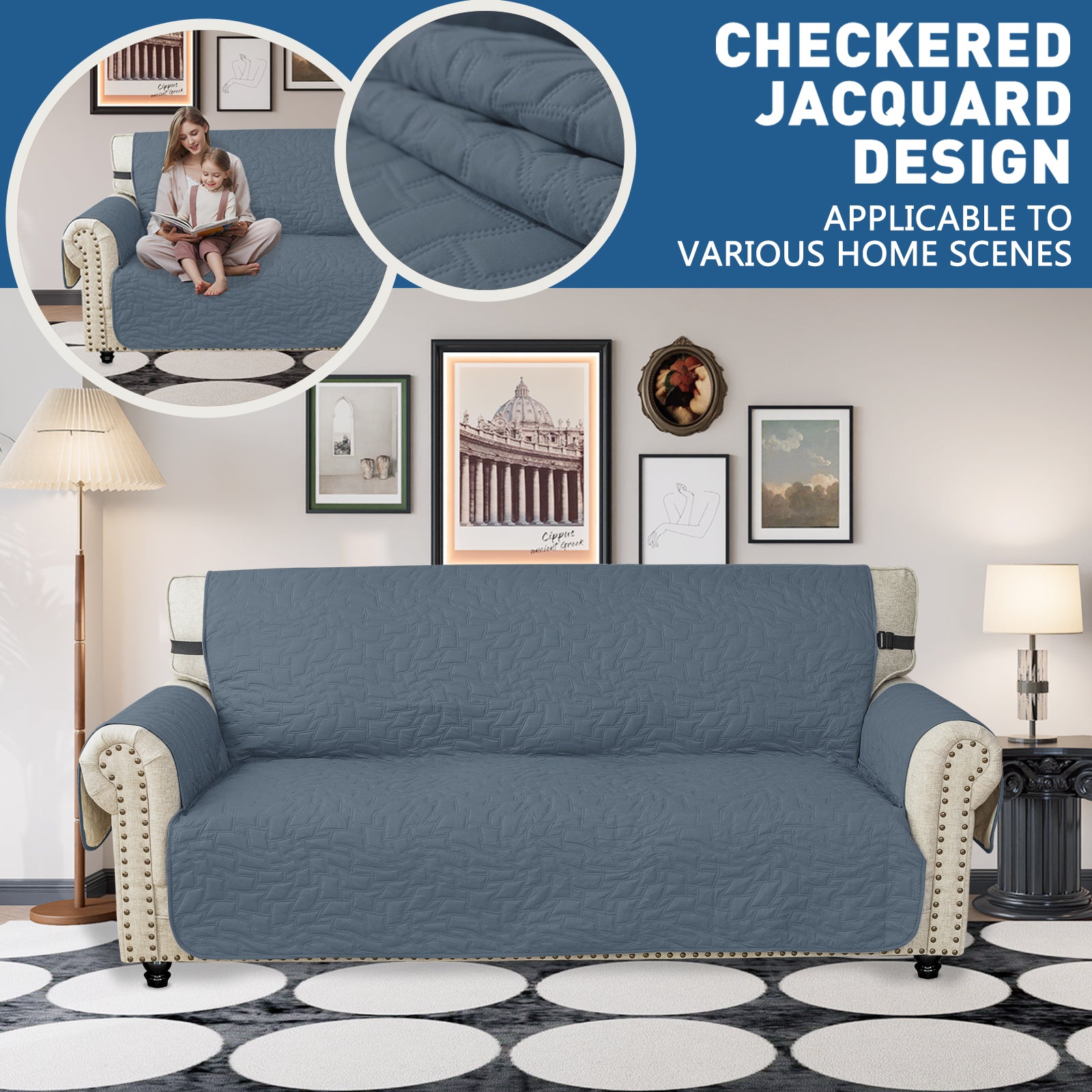 YSTYLE Wasserdichte Sofahülle für 3-Sitzer mit Armlehnen, Anti-Rutsch