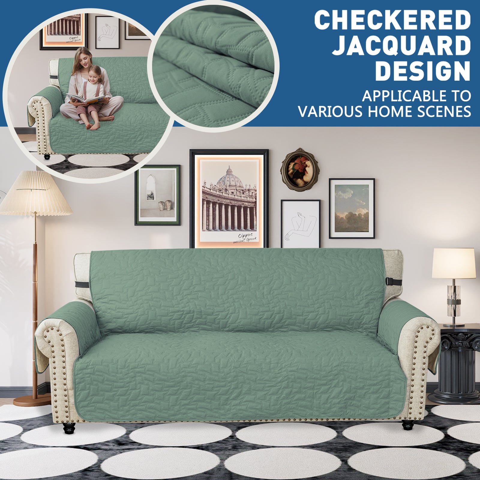 YSTYLE Wasserdichte Sofahülle für 3-Sitzer mit Armlehnen, Anti-Rutsch