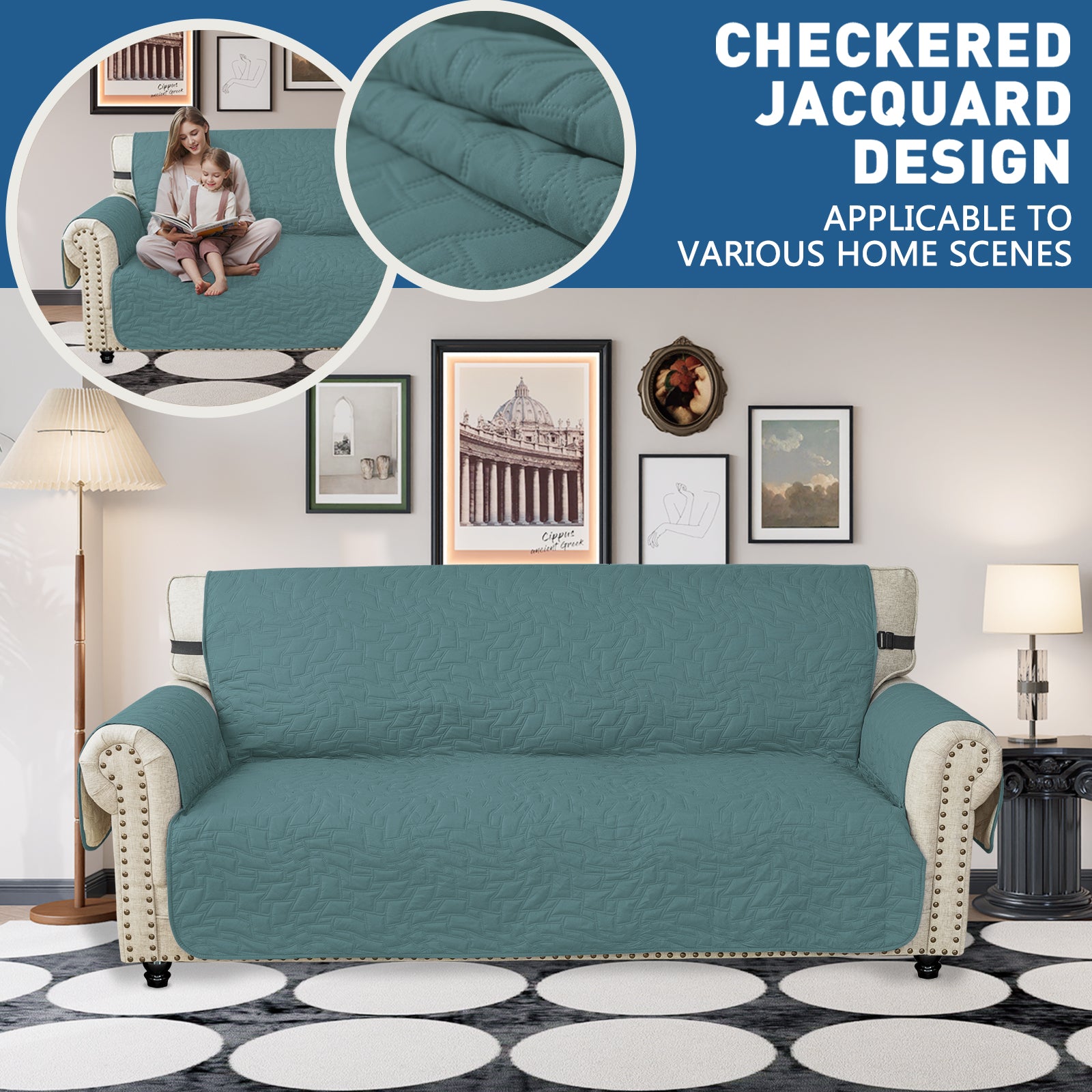 YSTYLE Wasserdichte Sofahülle für 3-Sitzer mit Armlehnen, Anti-Rutsch