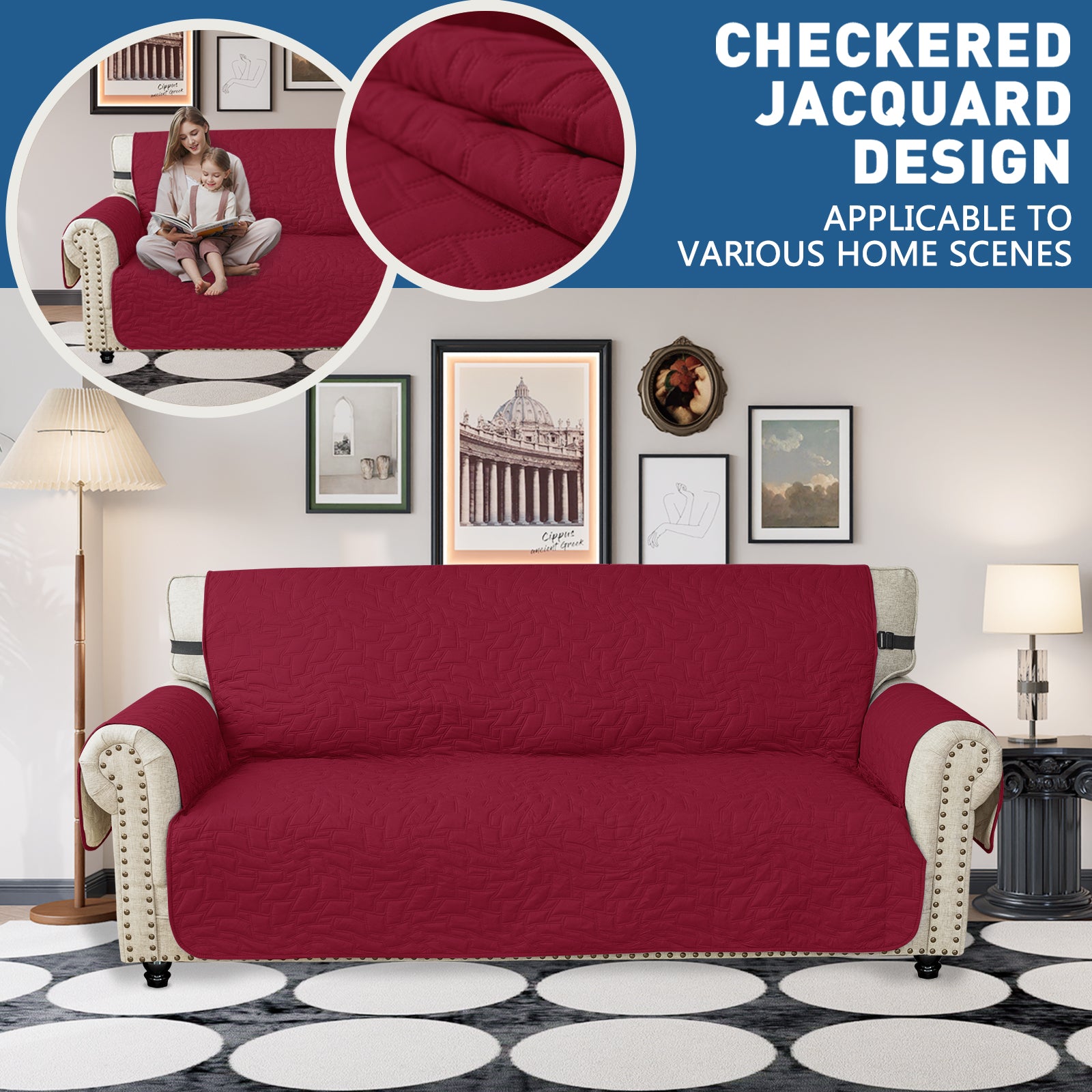 YSTYLE Wasserdichte Sofahülle für 3-Sitzer mit Armlehnen, Anti-Rutsch