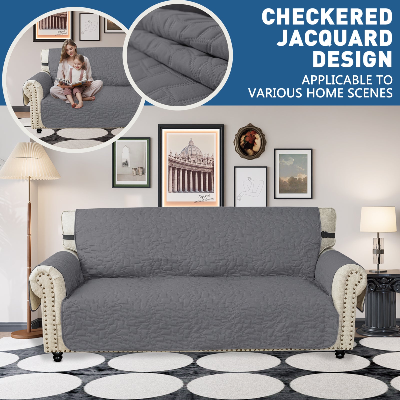 YSTYLE Wasserdichte Sofahülle für 3-Sitzer mit Armlehnen, Anti-Rutsch