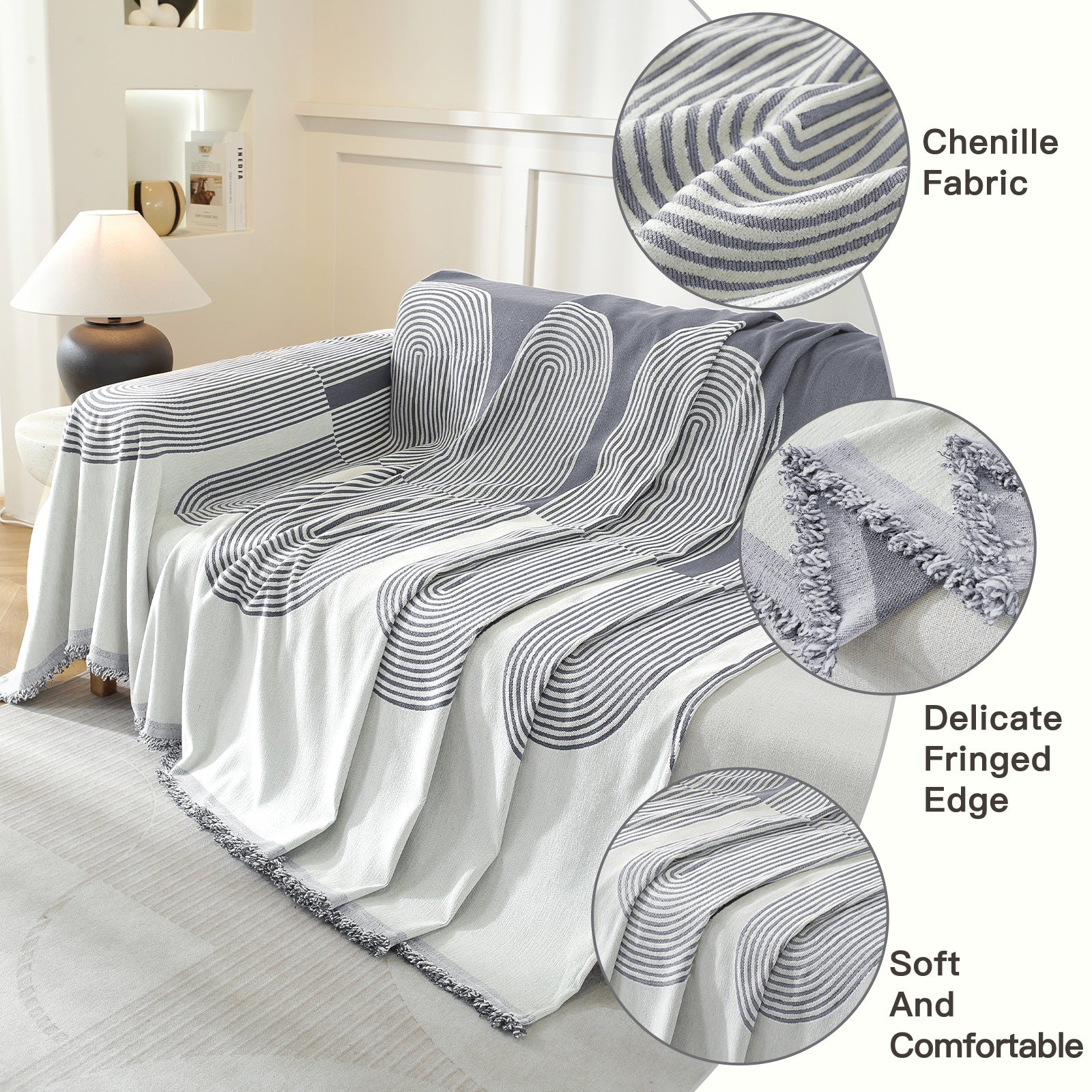 YSTYLE lavable 3 Seater canapé couverture Throw 180x340CM Soft