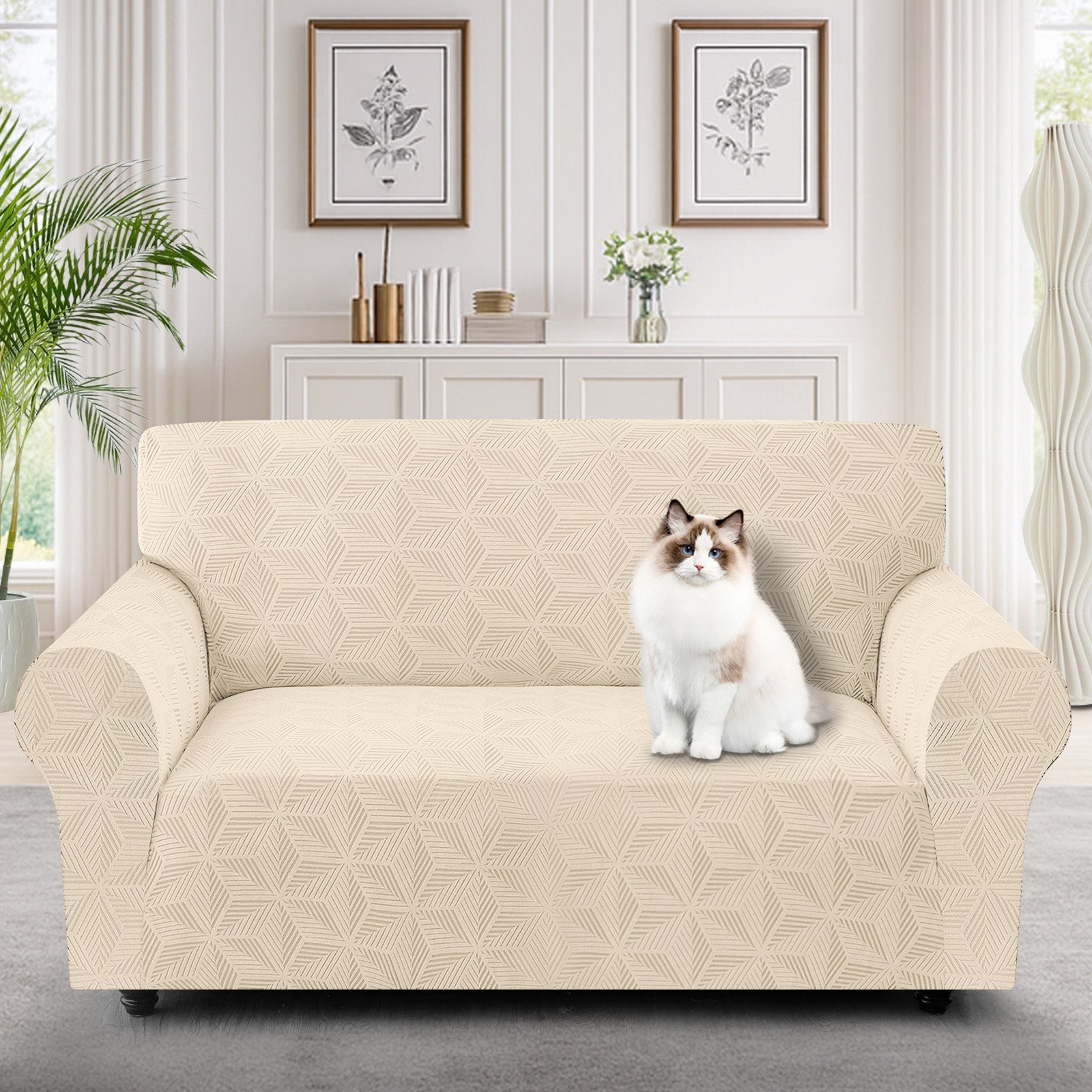 Housse de canapé Ystyle pour 2 places avec accoudoirs, housse de canapé extensible, housse de canapé universelle anti-rayures pour chats et chiens, housse de canapé anti-dérapante, lavable et résistante aux taches