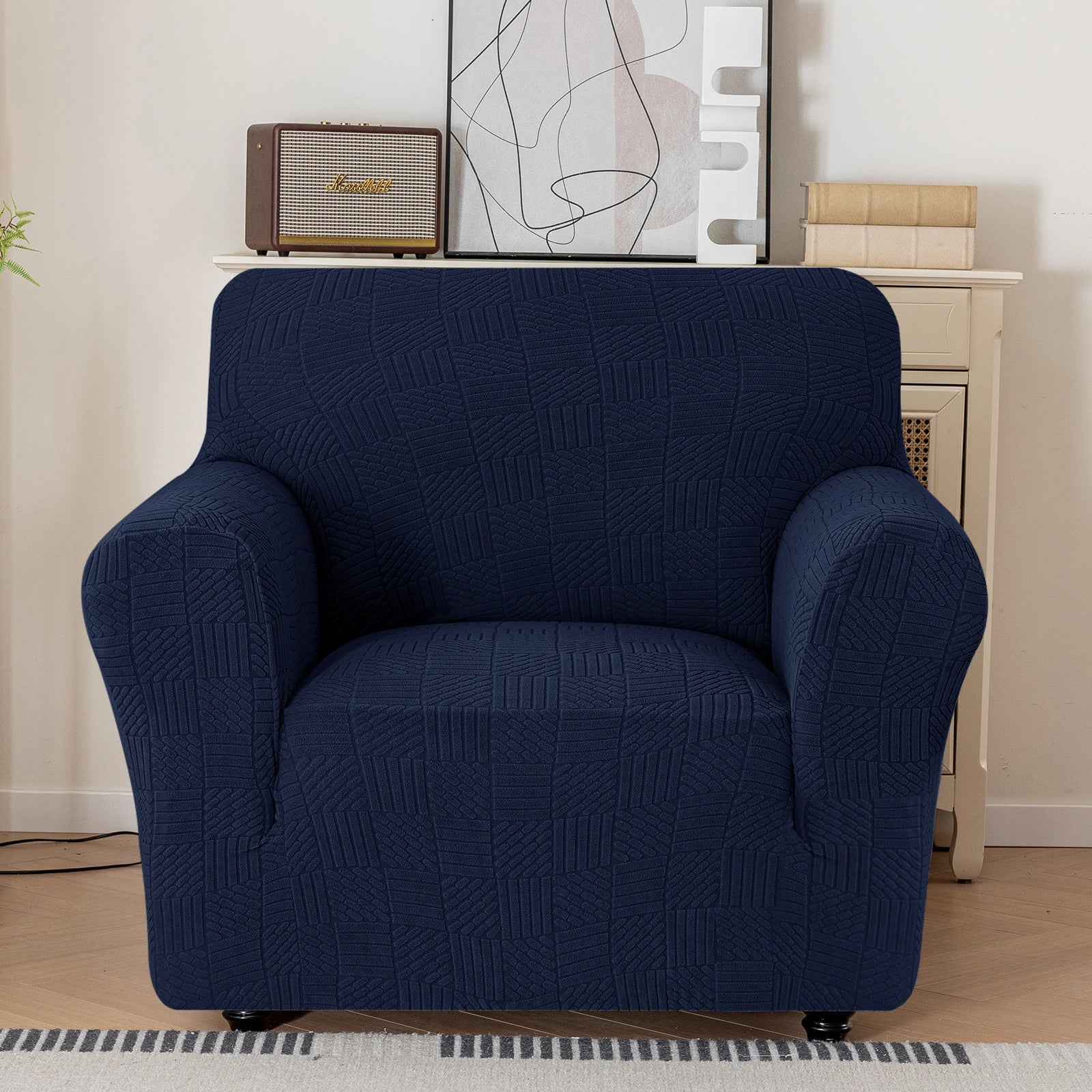 YSTYLE Cubierta de Sofá para 1 Asiento – Ajuste Elástico, Antideslizante, Amigable con Mascotas, Diseño Moderno, Lavable - Cinco Líneas 