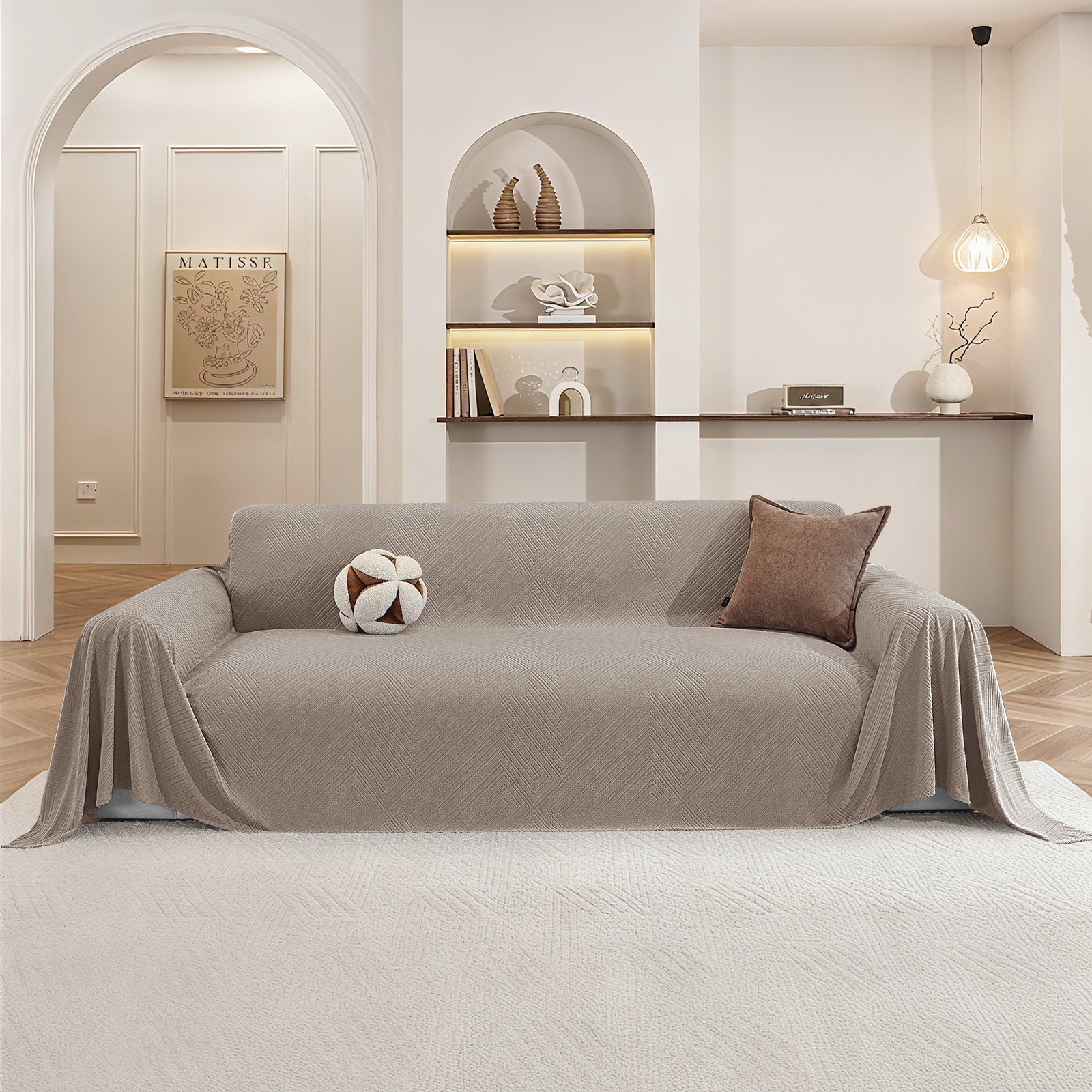 Ystyle 3 Seater Sofa Cover, 180x340 cm, Anti-Claw Protection, Soft Universal Sofa Cover, Anti-Dust, Large Size Modern Washable Sofa Throw