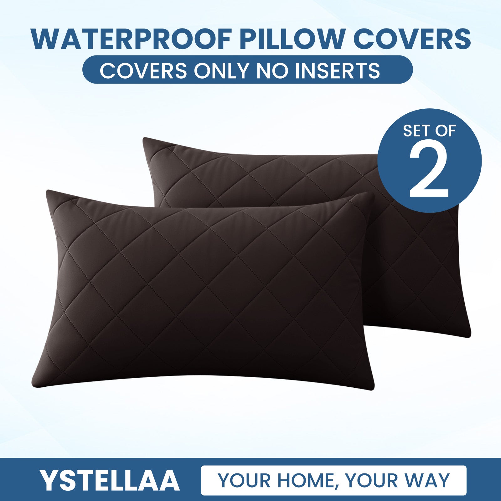YSTYLE 2 Pieces Waterproof Bed Pillowcases 50x80cm Anti Mite-YSTYLE