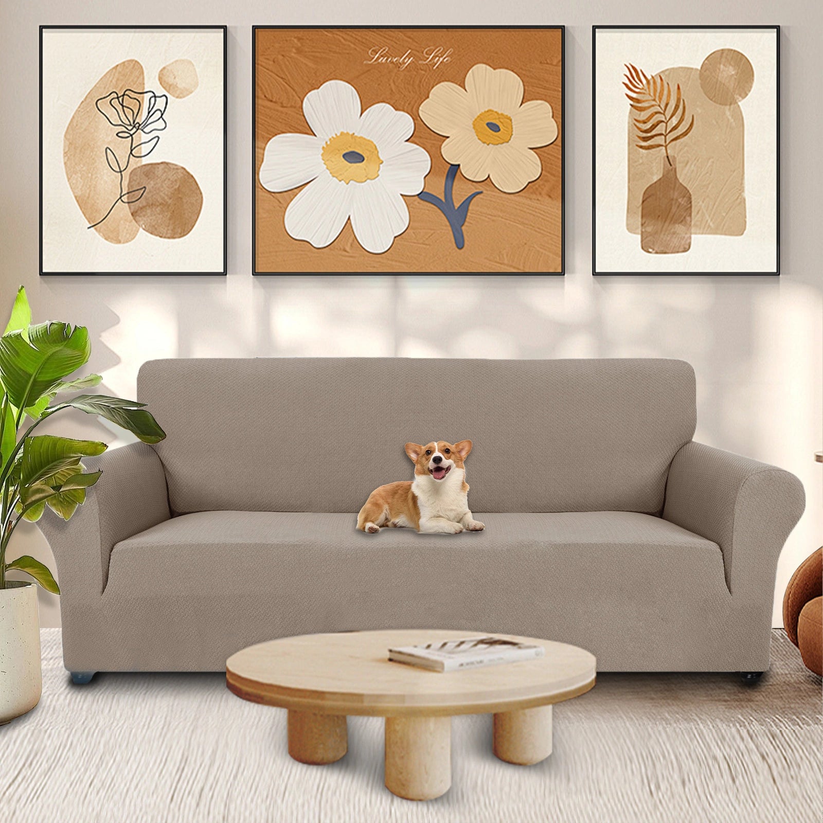 YSTYLE Cubierta de Sofá para 4 Personas – Jacquard Elástico, Antideslizante, A prueba de Gatos, Lavable, Cubierta Completa-Enlace 