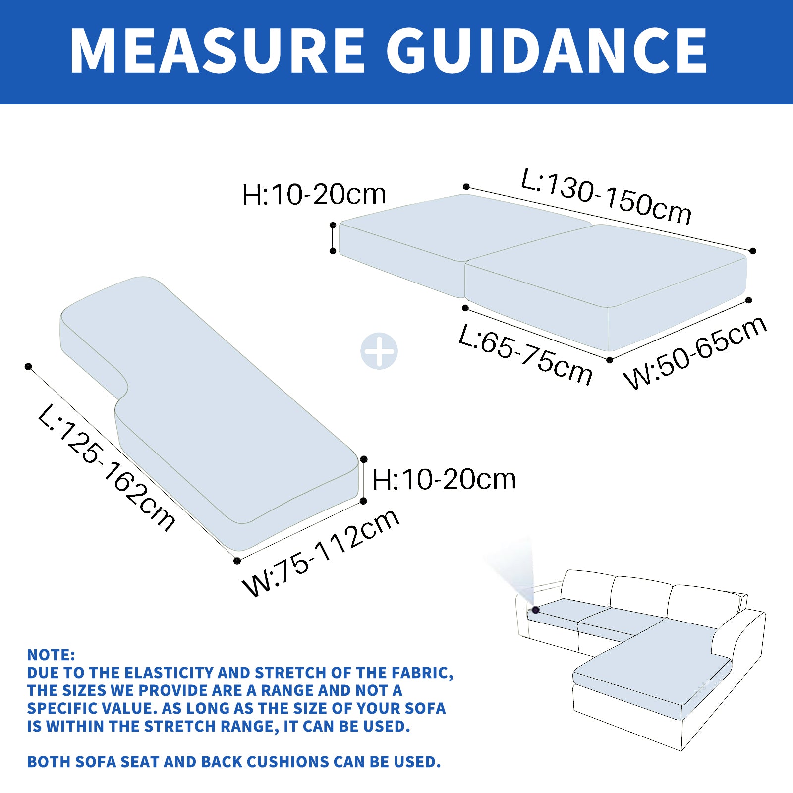 YSTYLE Chaiselongue Samt Stretch Sofa Sitzbezug Rutschfest