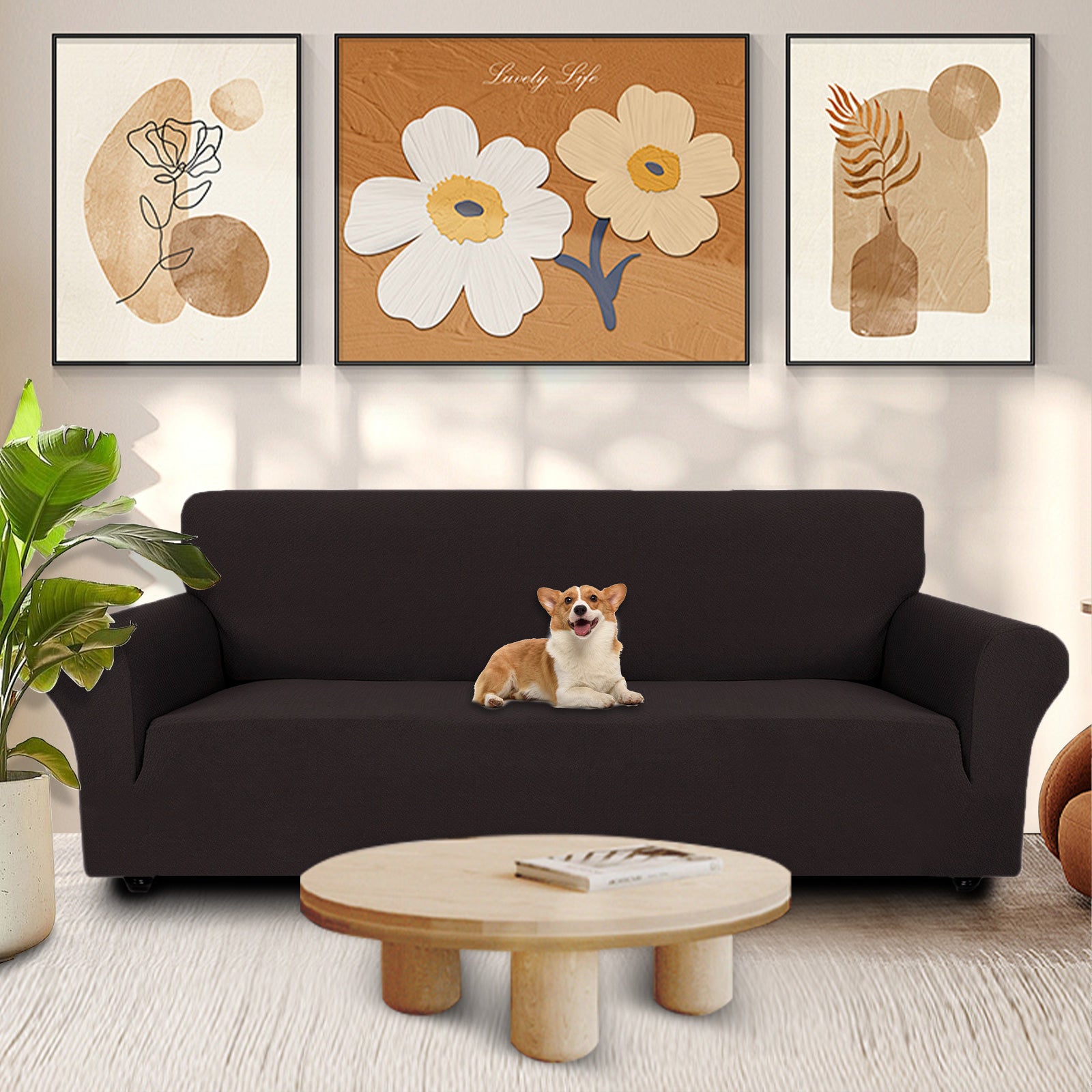 YSTYLE Cubierta de Sofá para 3 Personas – Jacquard Elástico, Antideslizante, A prueba de Gatos, Lavable, Cubierta Completa-Enlace 