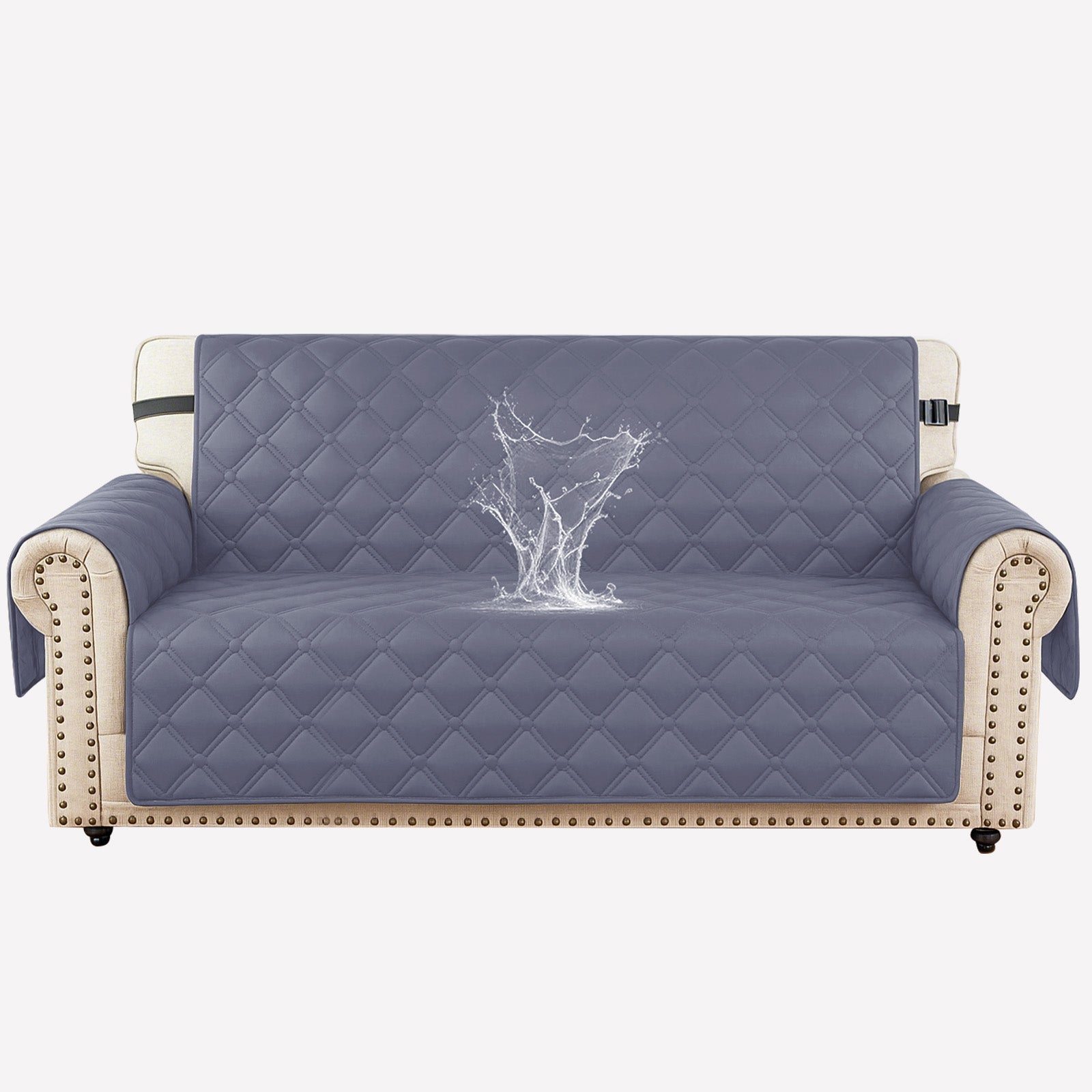 Ystyle Waterproof 2 Seater Sofa Cover with Armrests Side Pockets