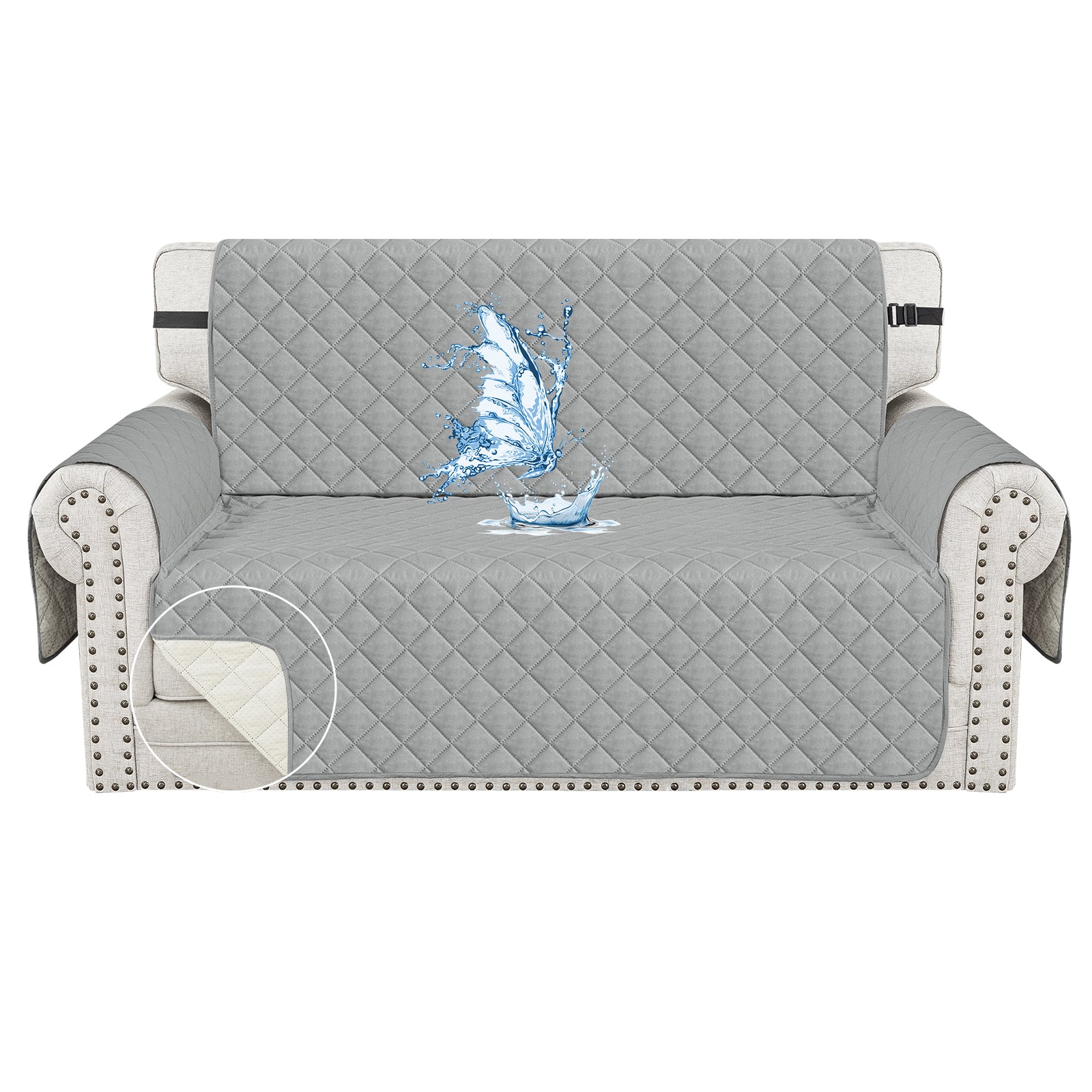 Ystyle Waterproof 2 Seater Sofa Cover with Armrests Anti-Slip