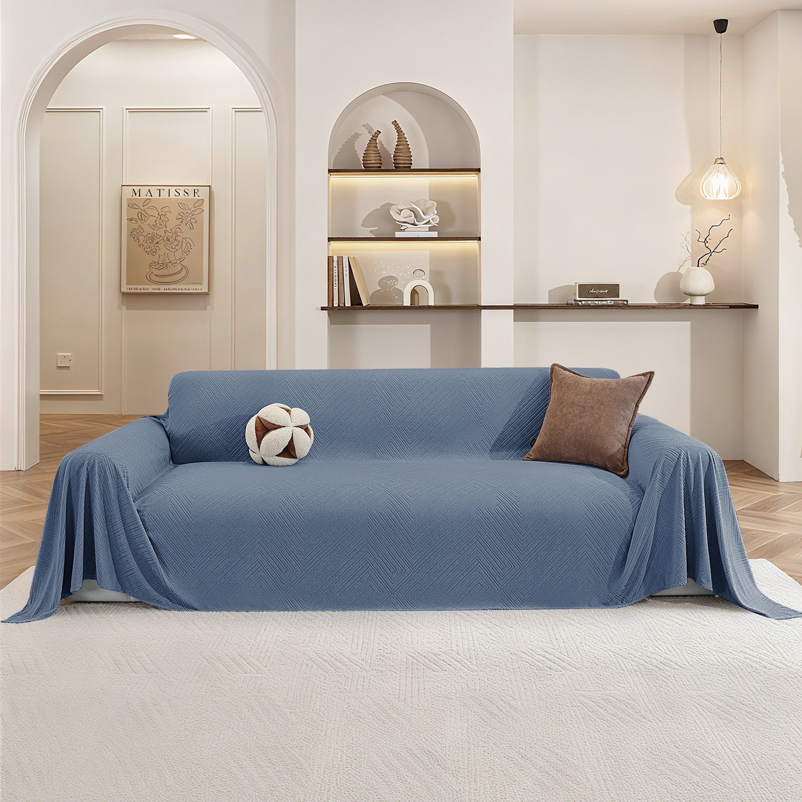 Ystyle 3 Seater Sofa Cover, 180x340 cm, Anti-Claw Protection, Soft Universal Sofa Cover, Anti-Dust, Large Size Modern Washable Sofa Throw