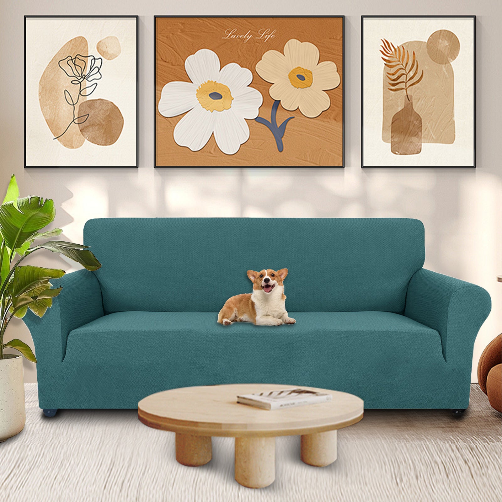 YSTYLE Cubierta de Sofá para 3 Personas – Jacquard Elástico, Antideslizante, A prueba de Gatos, Lavable, Cubierta Completa-Enlace 
