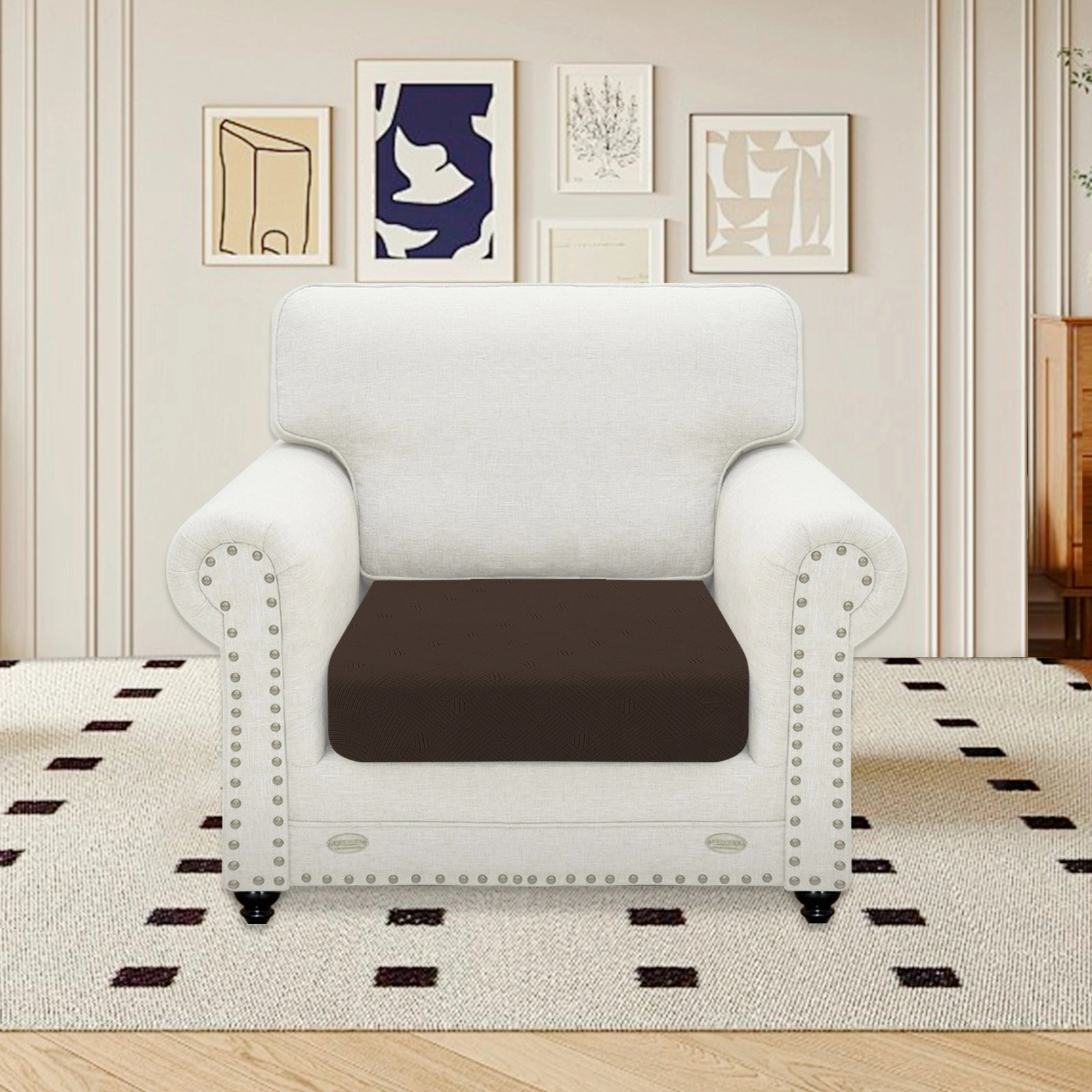 YSTYLE Sofá 1 Pieza Manta para Asiento – Ajuste Elástico, Antideslizante, Patrón Geométrico, Uso Universal, Protección Total - Patrón Entrelazado