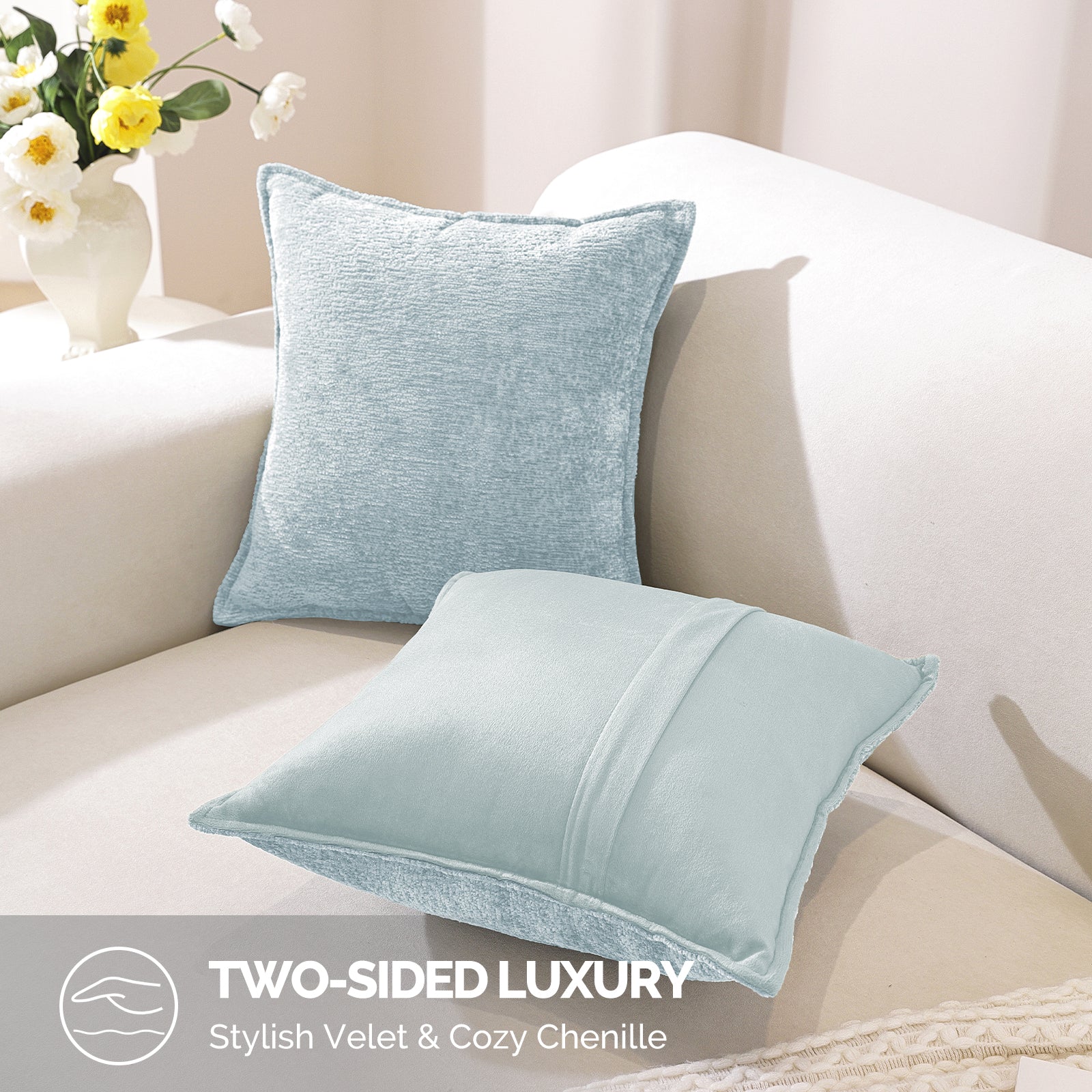 Ystyle Chenille Sofa Cushion Covers 60 x 60 cm, 2 Pieces, Soft Durable Heart-Shaped Cushion Cover, Decorative Elegant Pillow Case for Living Room