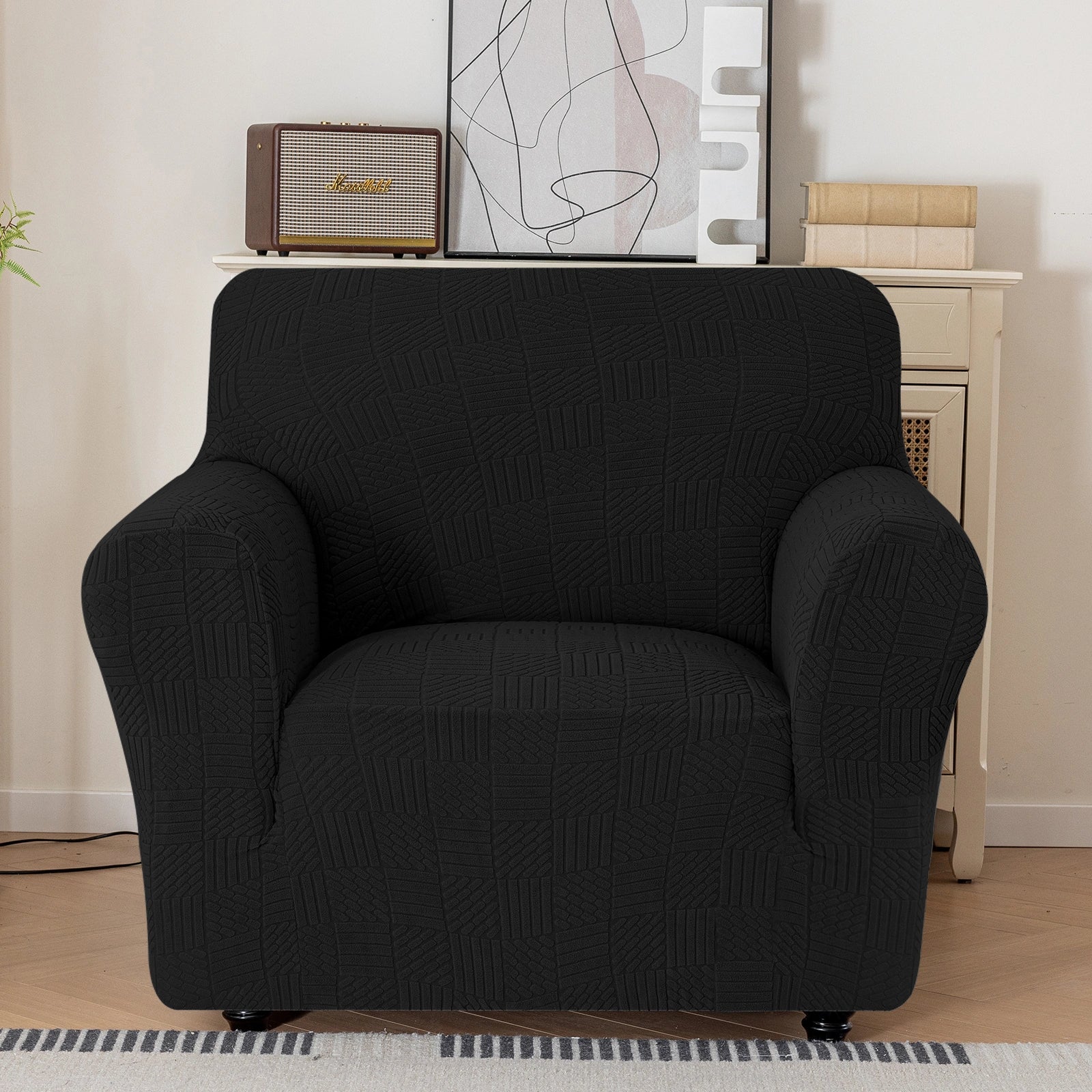 YSTYLE Cubierta de Sofá para 1 Asiento – Ajuste Elástico, Antideslizante, Amigable con Mascotas, Diseño Moderno, Lavable - Cinco Líneas 