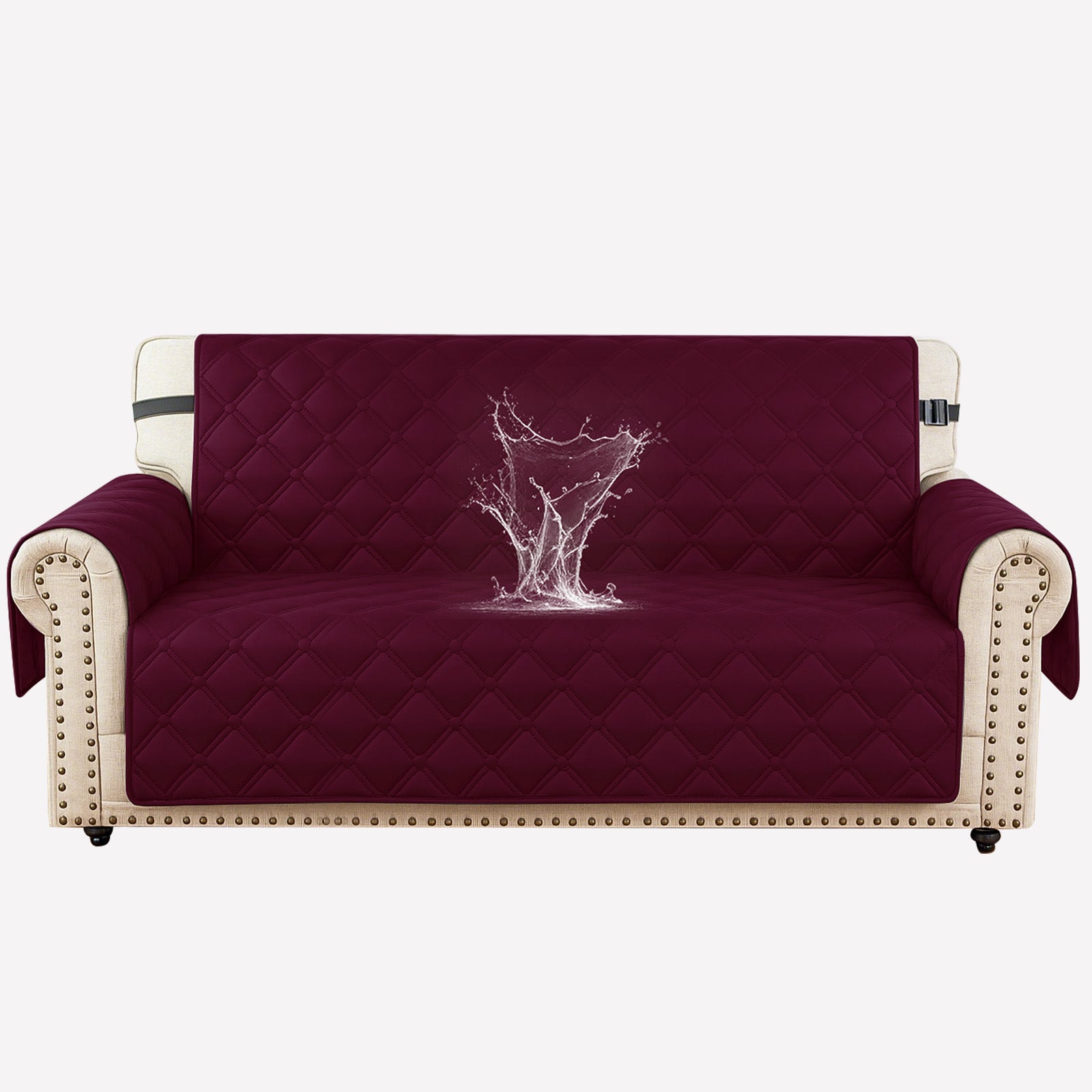 Ystyle Waterproof 2 Seater Sofa Cover with Armrests Side Pockets