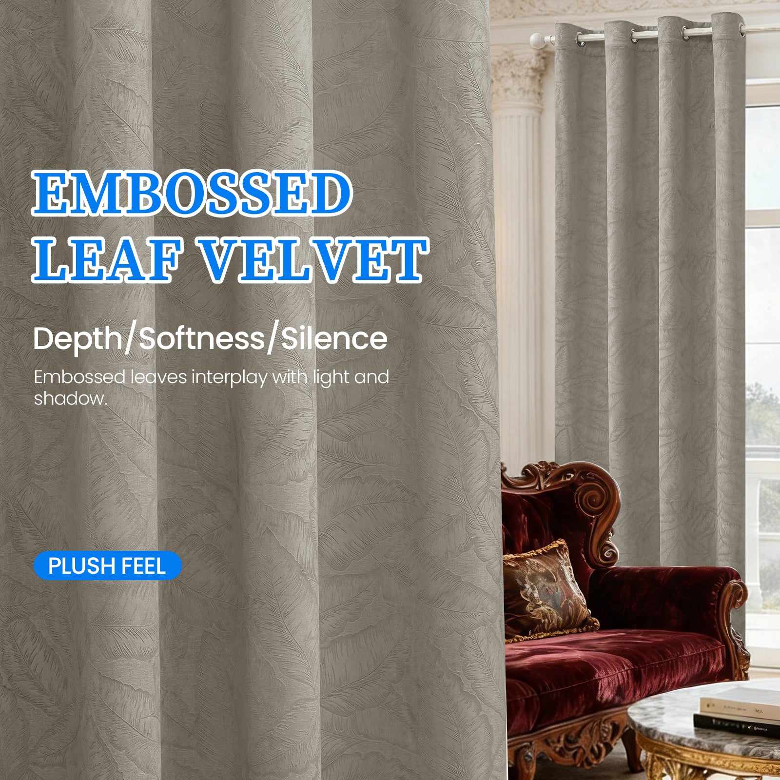 2 Pieces rideaux opacifiants with Stainless Steel Eyelets thermique Polyester Panels