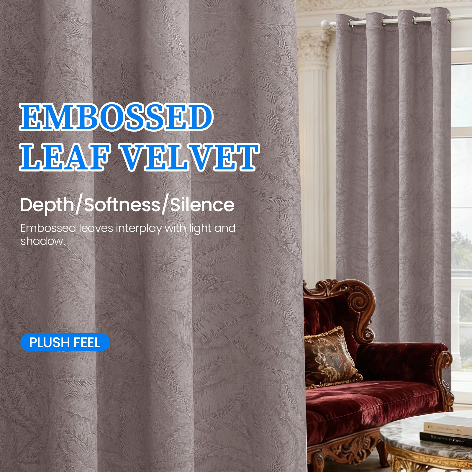 2 Pieces rideaux opacifiants with Stainless Steel Eyelets thermique Polyester Panels