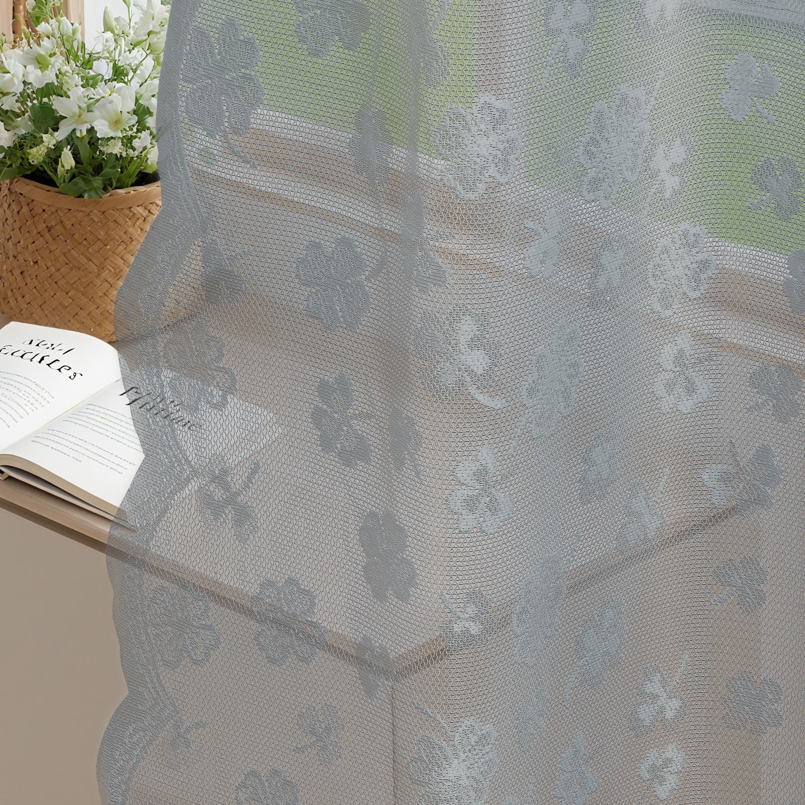 YSTYLE 2 Pieces Lace Voile Curtains with Eyelets-YSTYLE