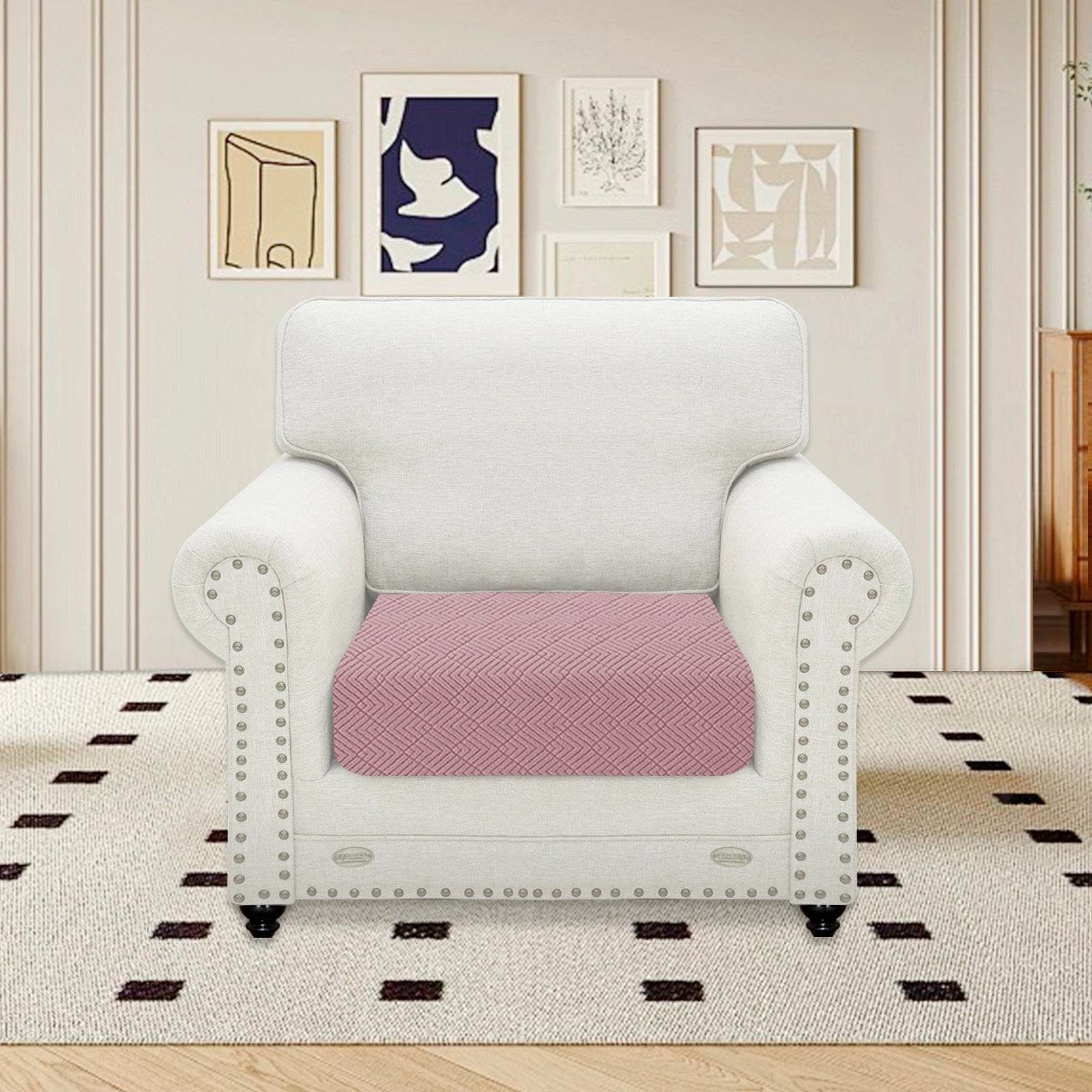 YSYLE 1 Pieza Cubierta de Almohada para Sofá – Ajuste Elástico, Uso Universal, Antideslizante, Resistente a Arañazos, Diseño Geométrico-Romboide