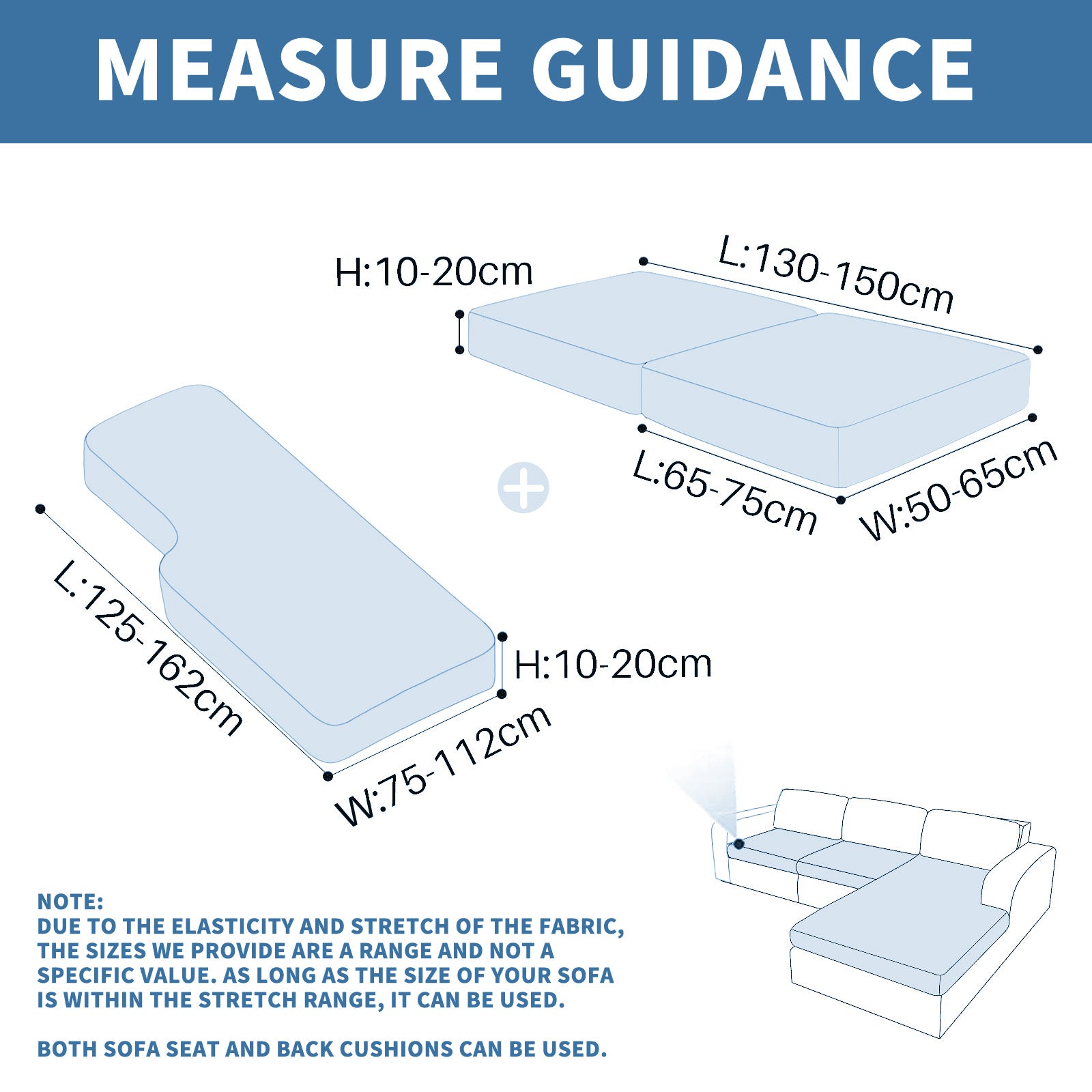 YSTYLE Coprisedile elastico per divano chaise longue anti-scivolo